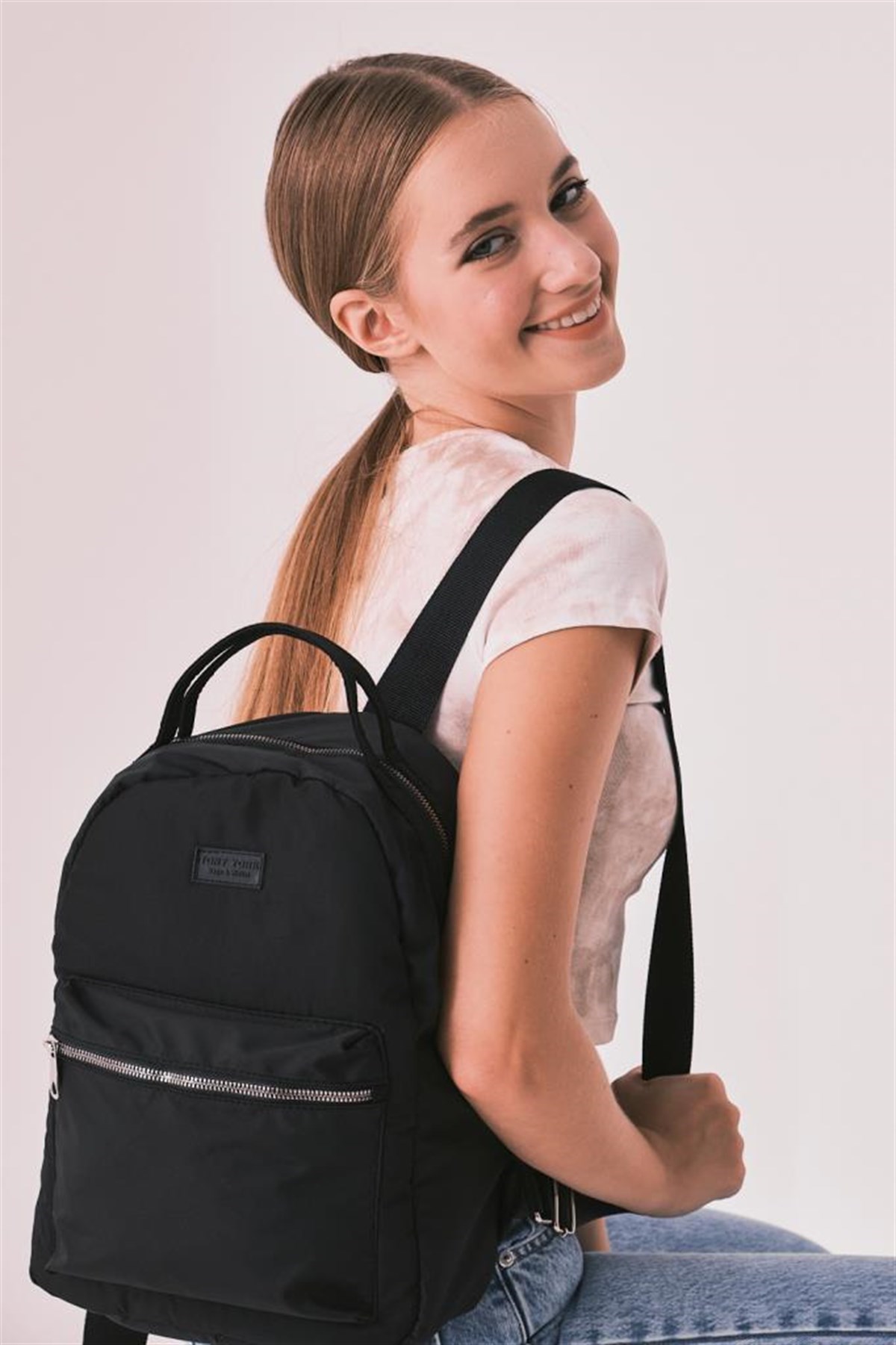 Çift Kuplu Kadın Sırt Çantası SİYAH