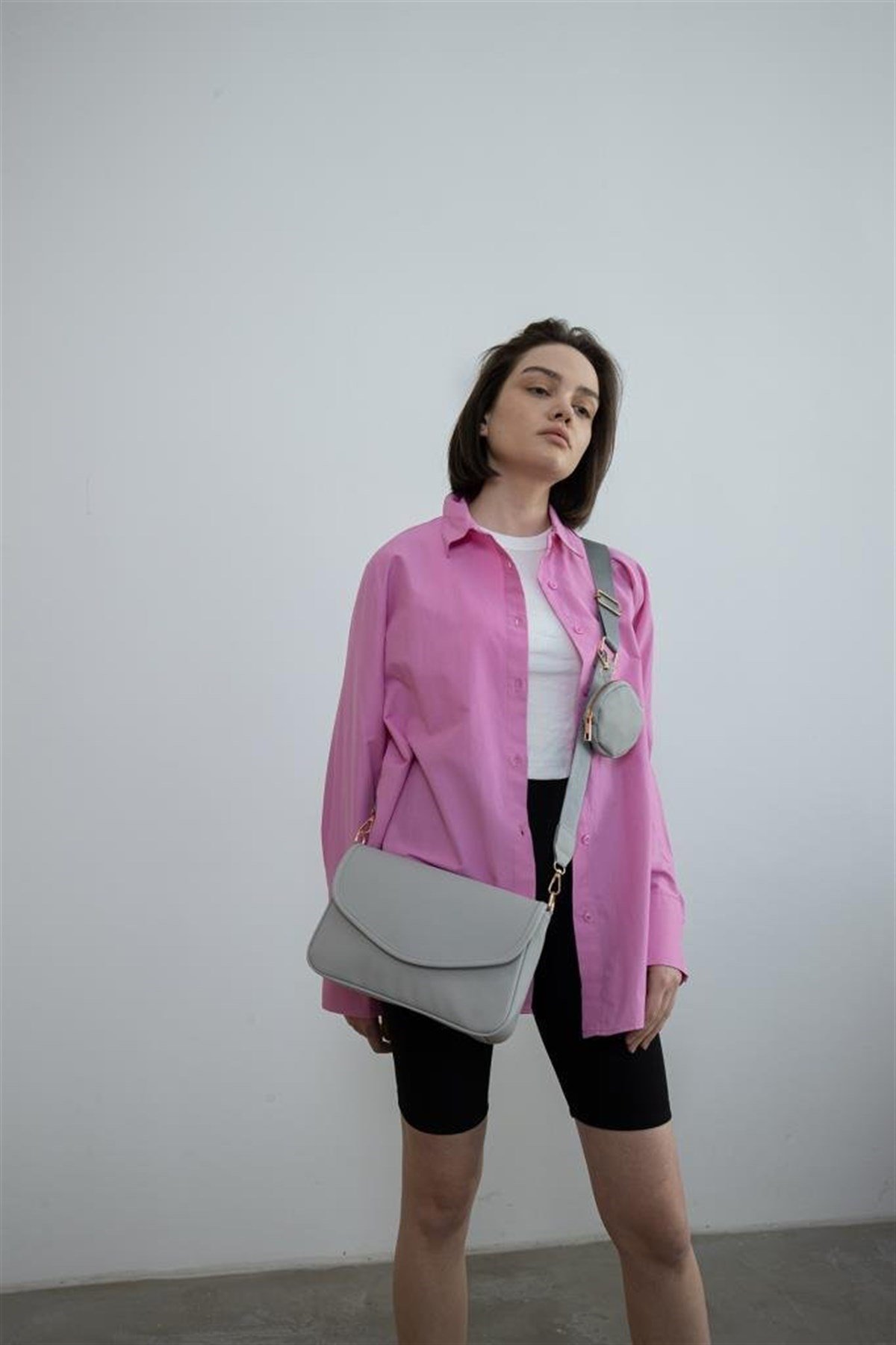 Cüzdanlı Kadın Çapraz Çanta GRİ