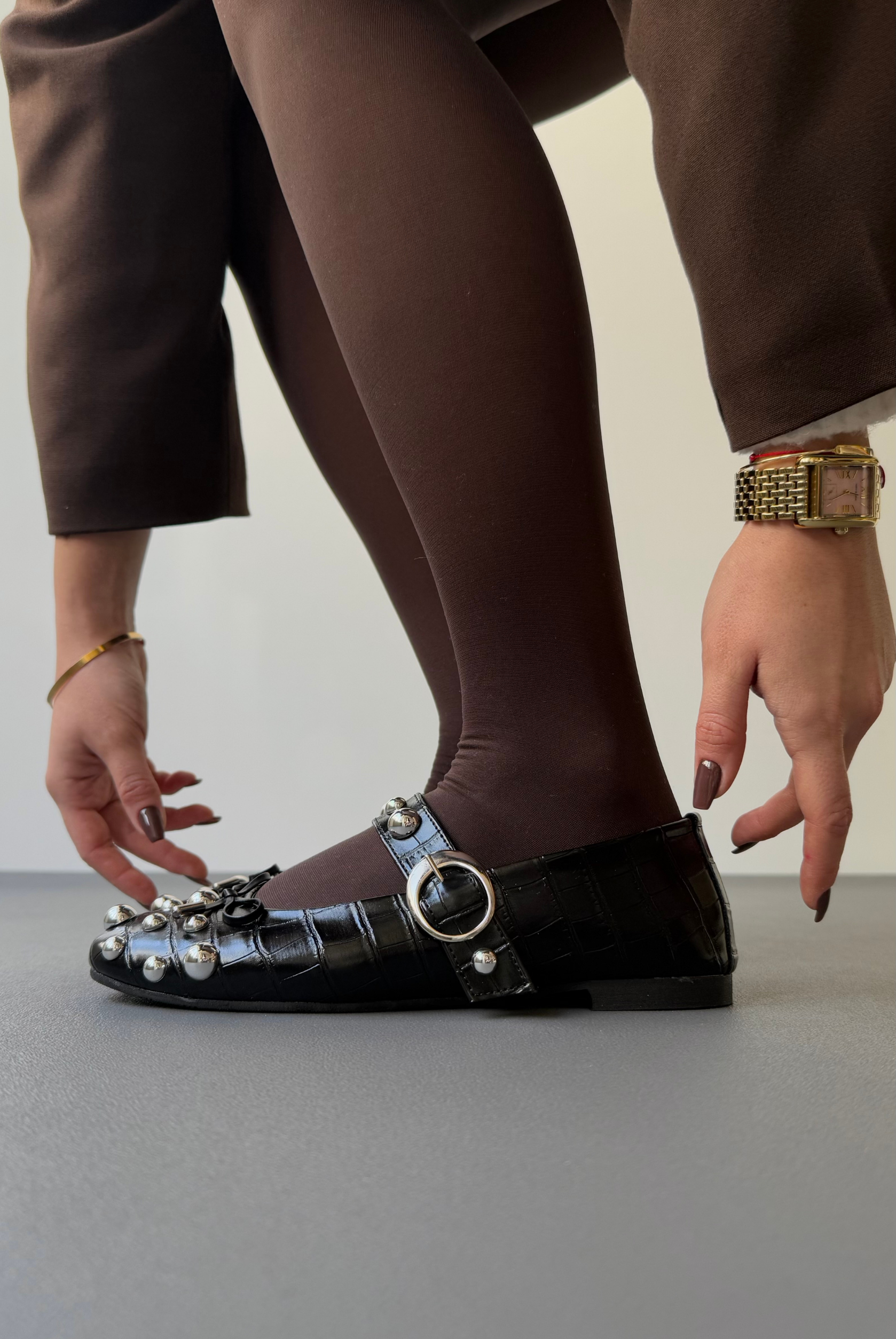 Kadın Babet SİYAH CROCO