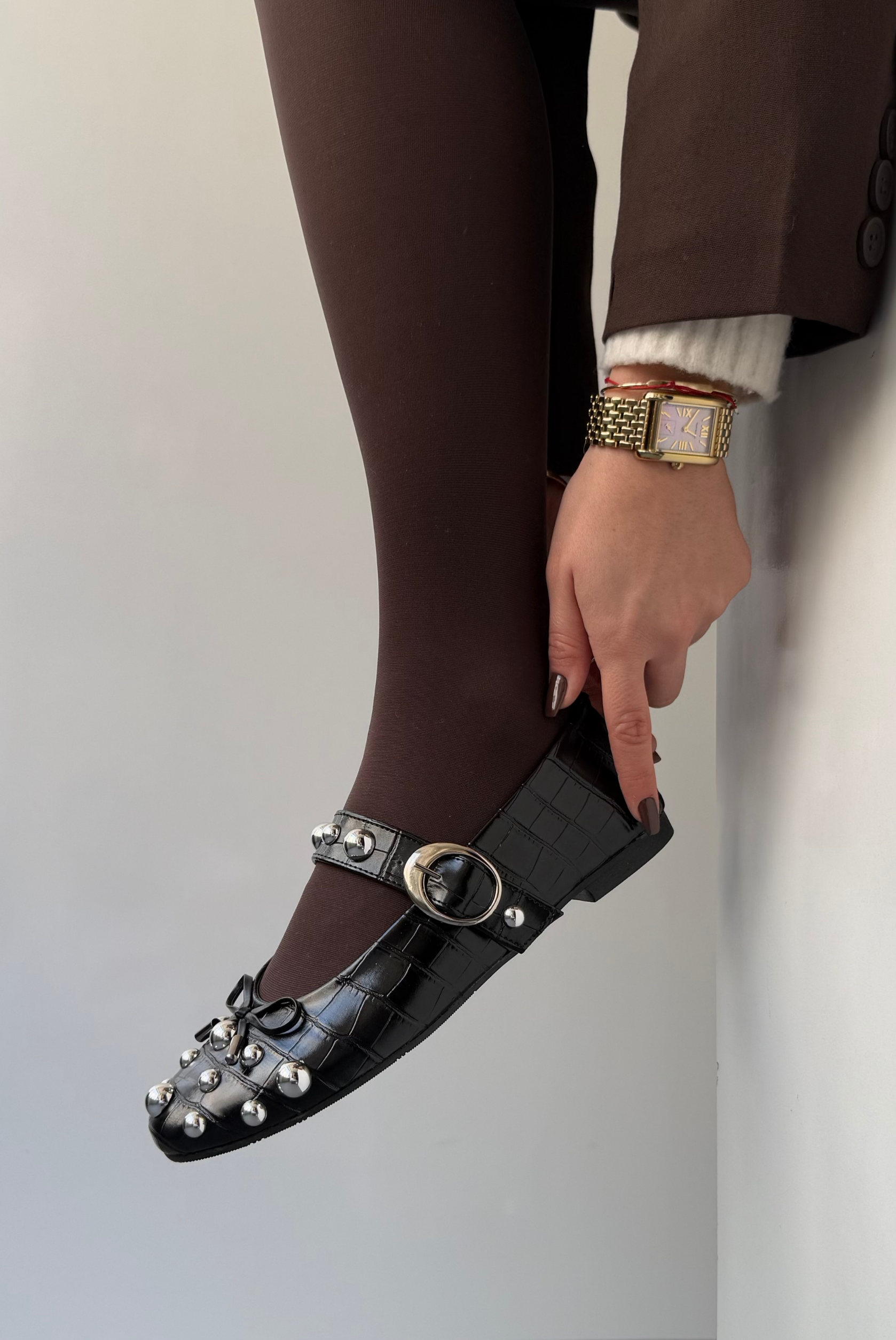 Kadın Babet SİYAH CROCO