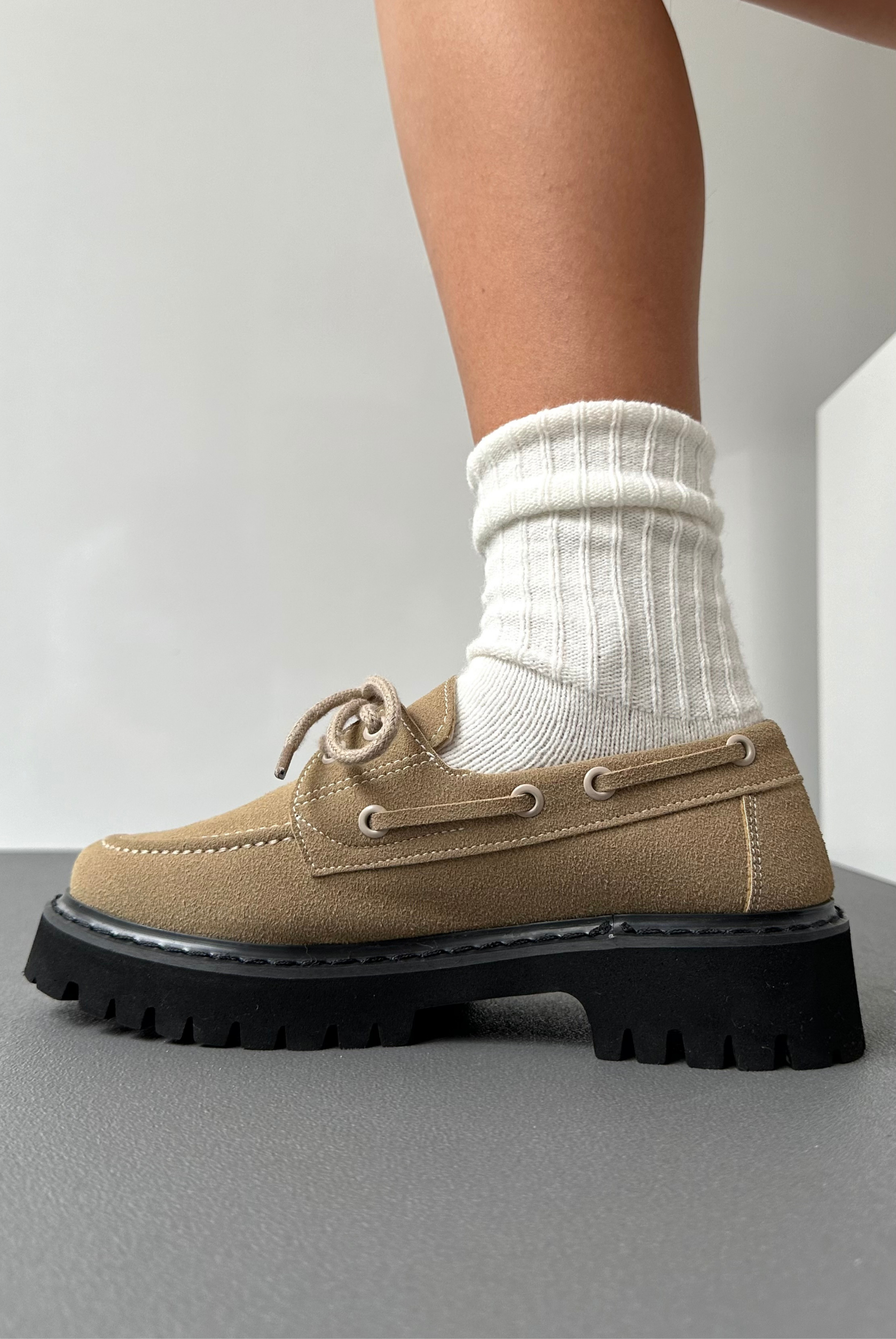 Kadın Bağcıklı Loafer BEJ SÜET