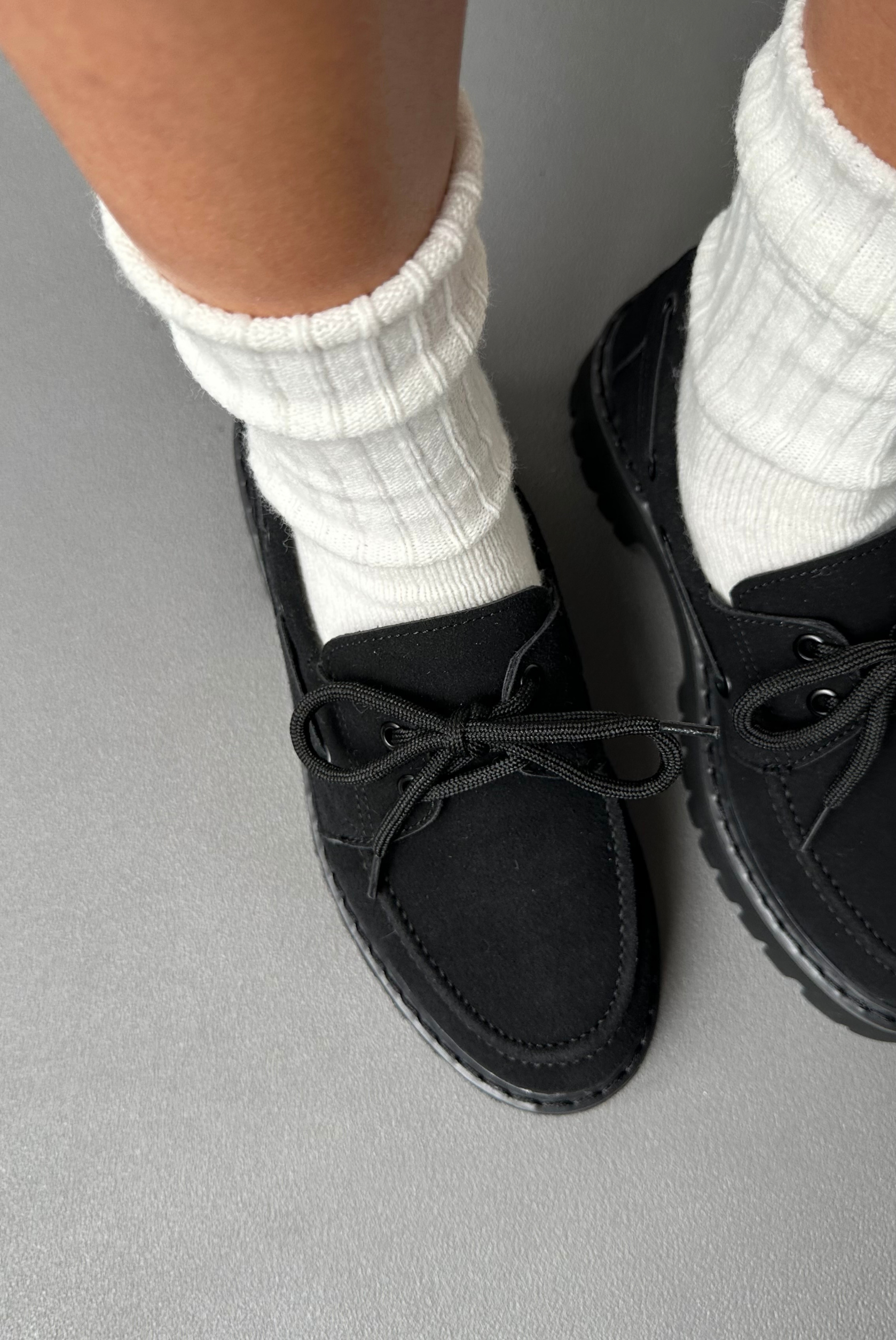 Kadın Bağcıklı Loafer SİYAH SÜET