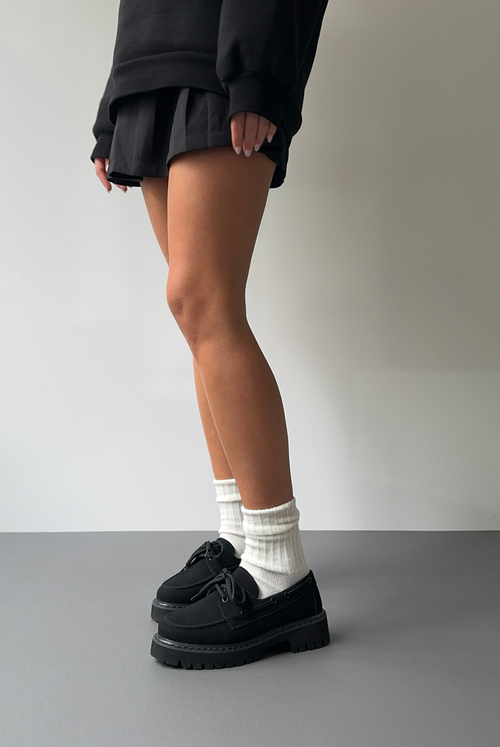 Kadın Bağcıklı Loafer SİYAH SÜET