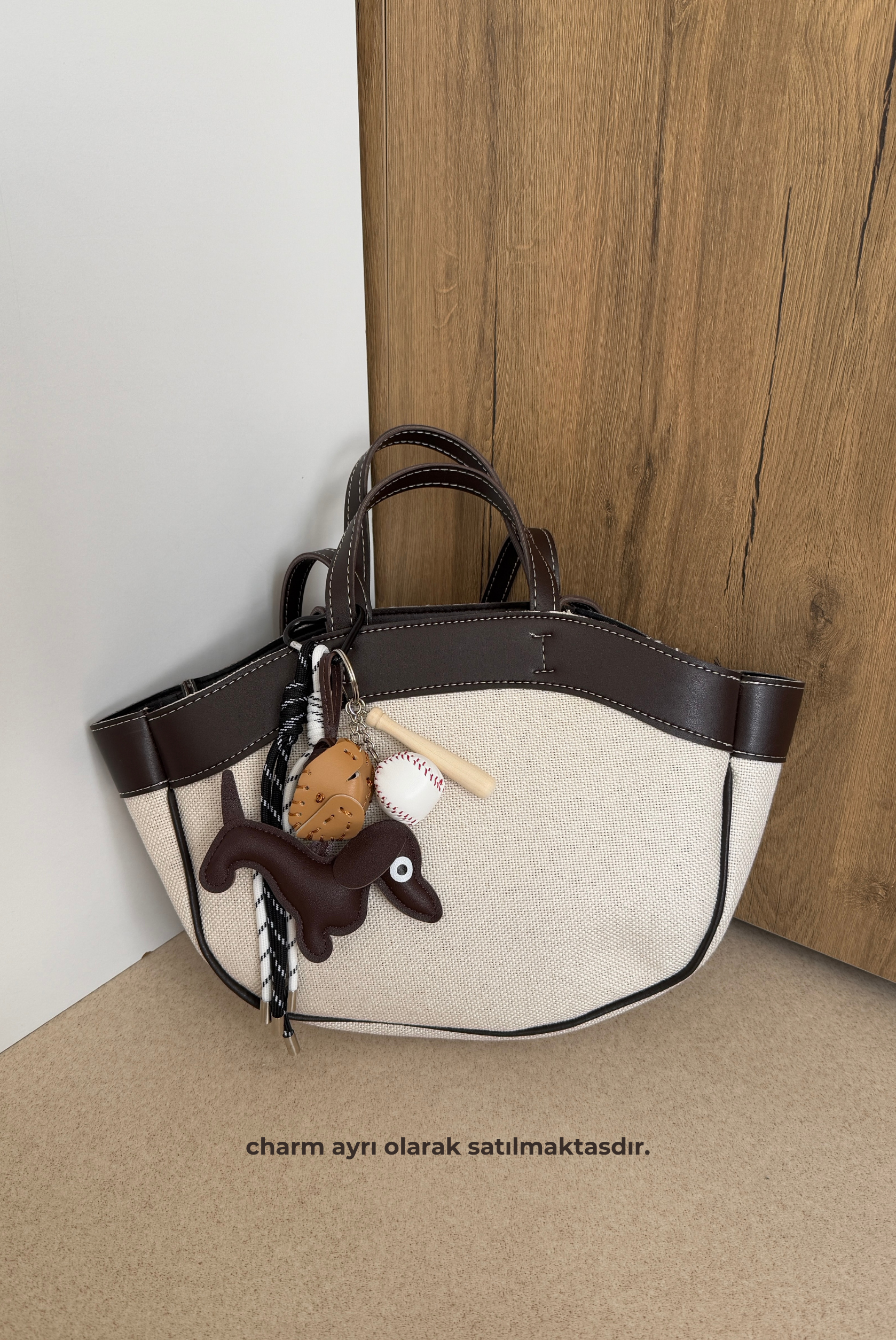 Kadın Çift Askılı Çanta KETEN ACI KAHVE
