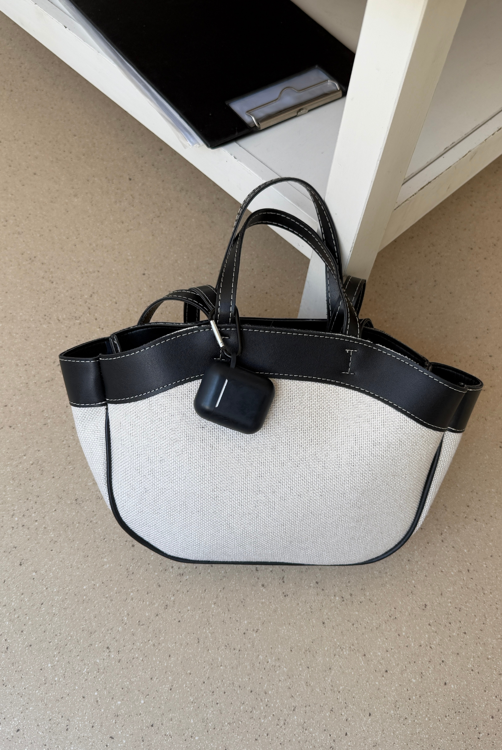 Kadın Çift Askılı Çanta KETEN SİYAH