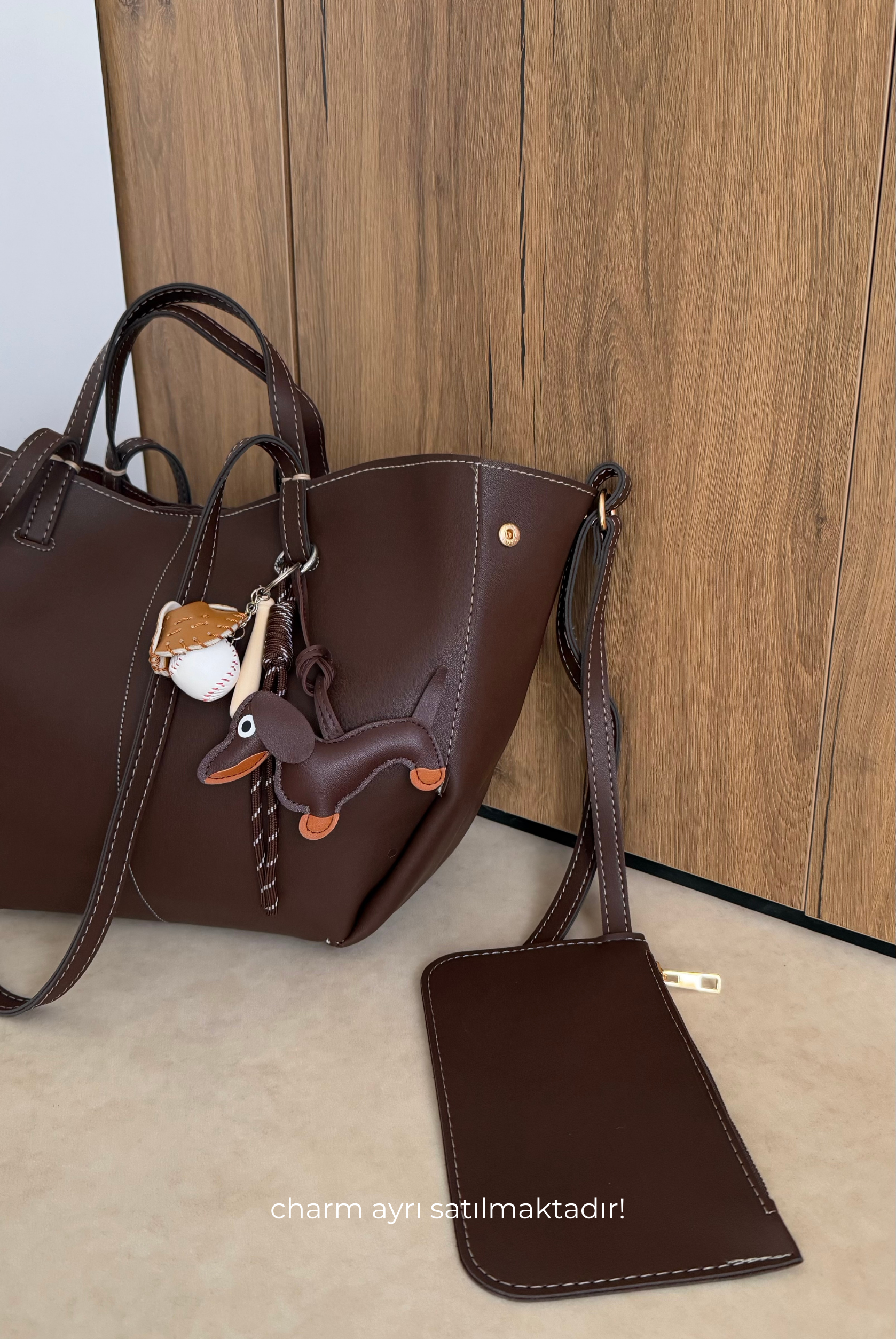 Kadın Çift Askılı Omuz Çantası ACI KAHVE