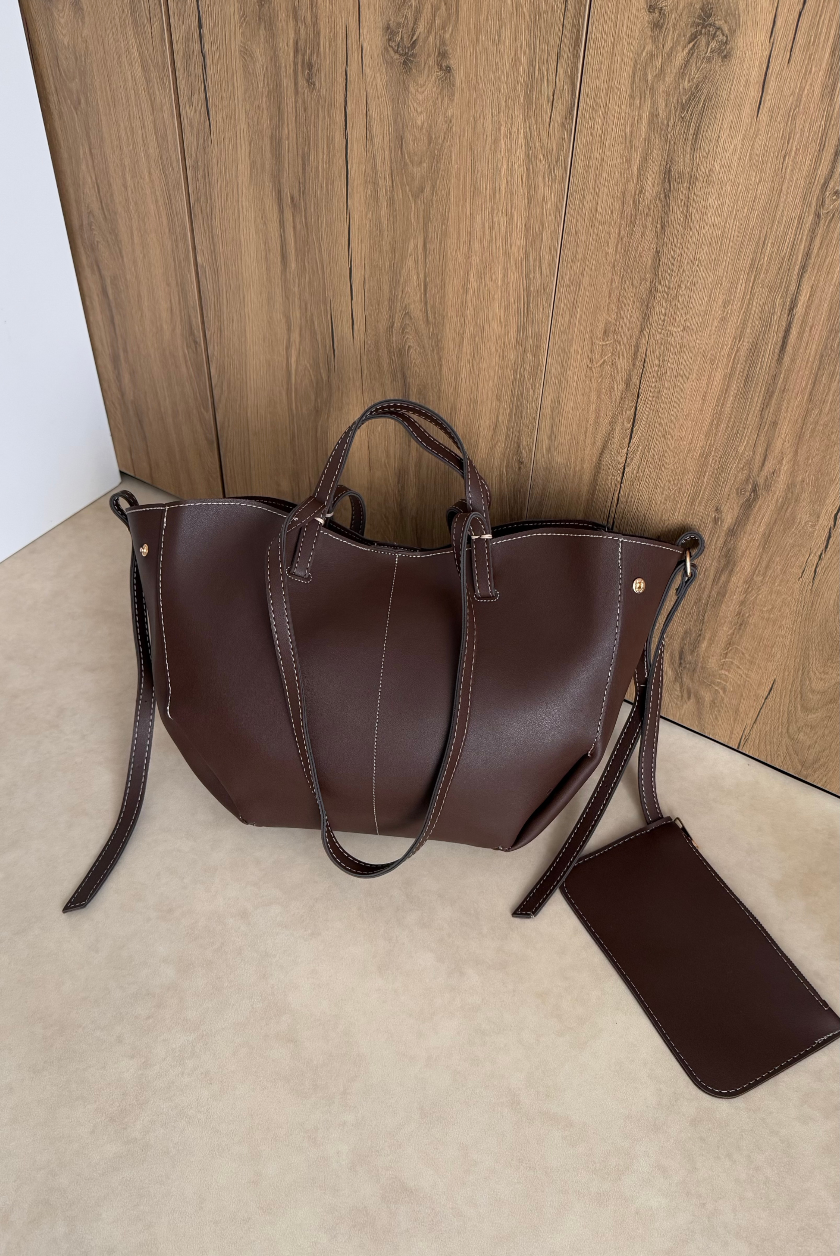 Kadın Çift Askılı Omuz Çantası ACI KAHVE