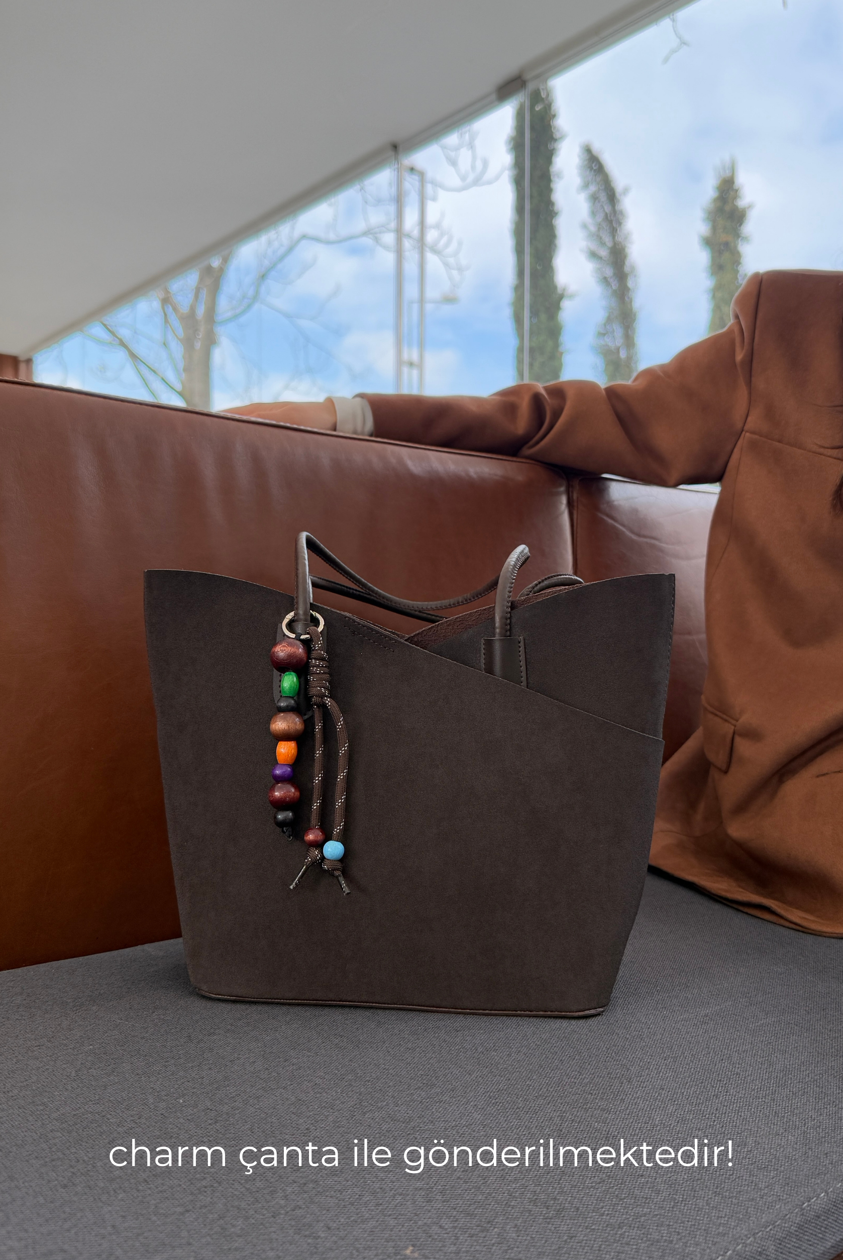 Kadın El ve Omuz Çantası ACI KAHVE SÜET