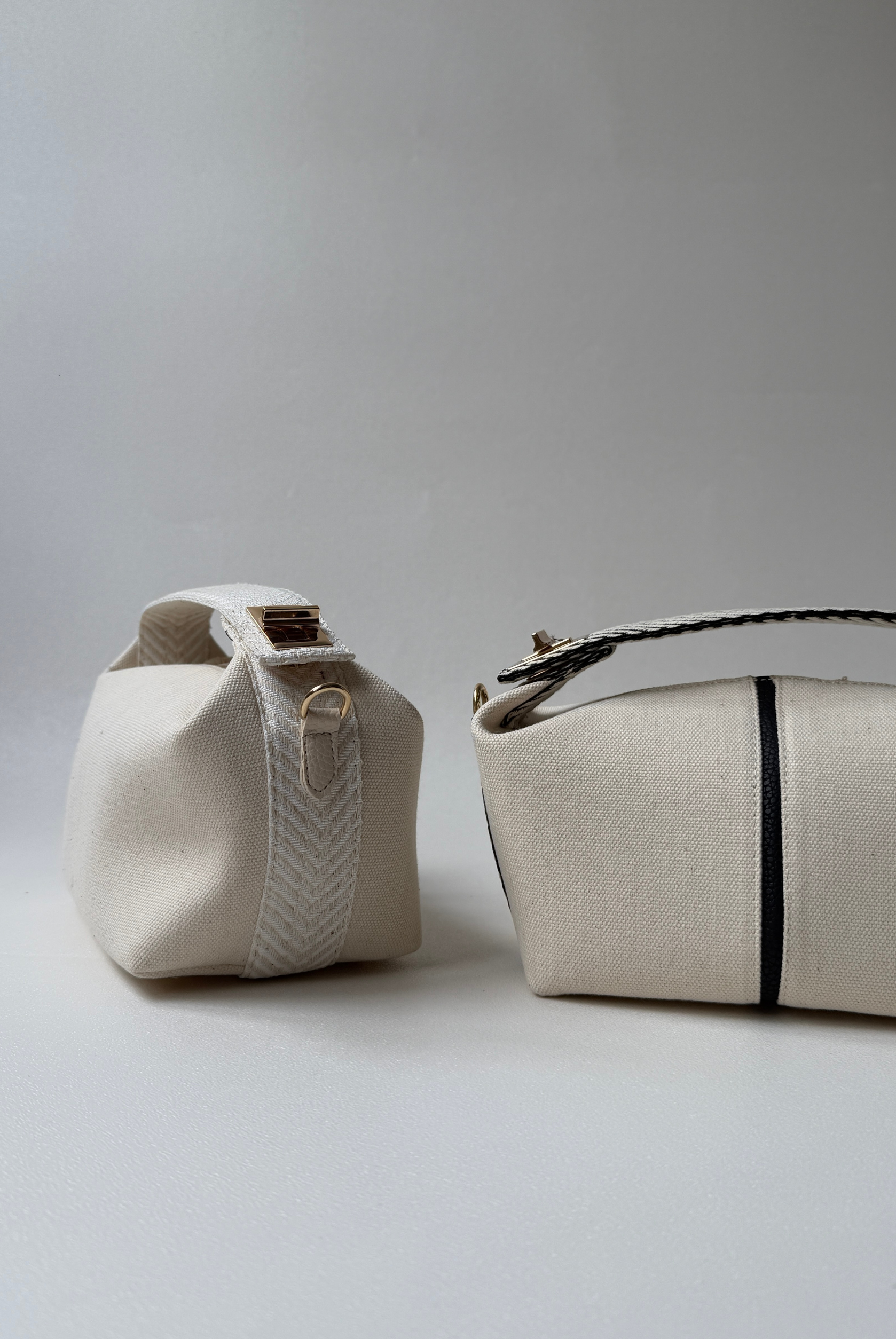 Kadın El ve Omuz Çantası BEJ SİYAH KETEN