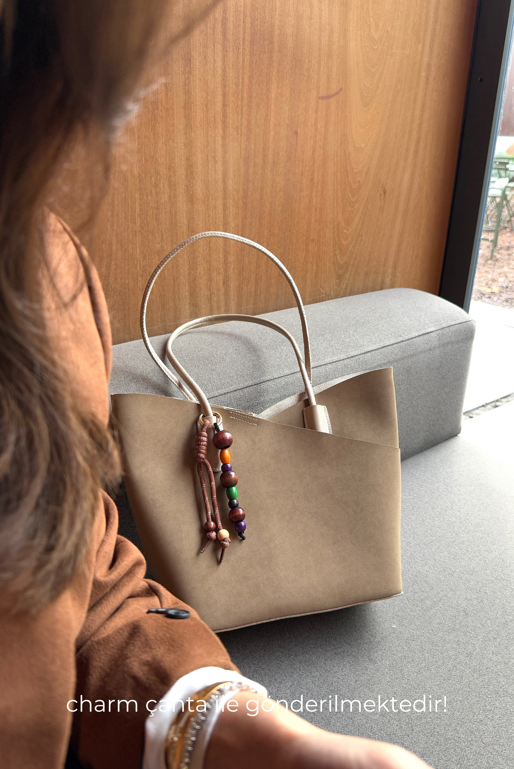 Kadın El ve Omuz Çantası BEJ SÜET