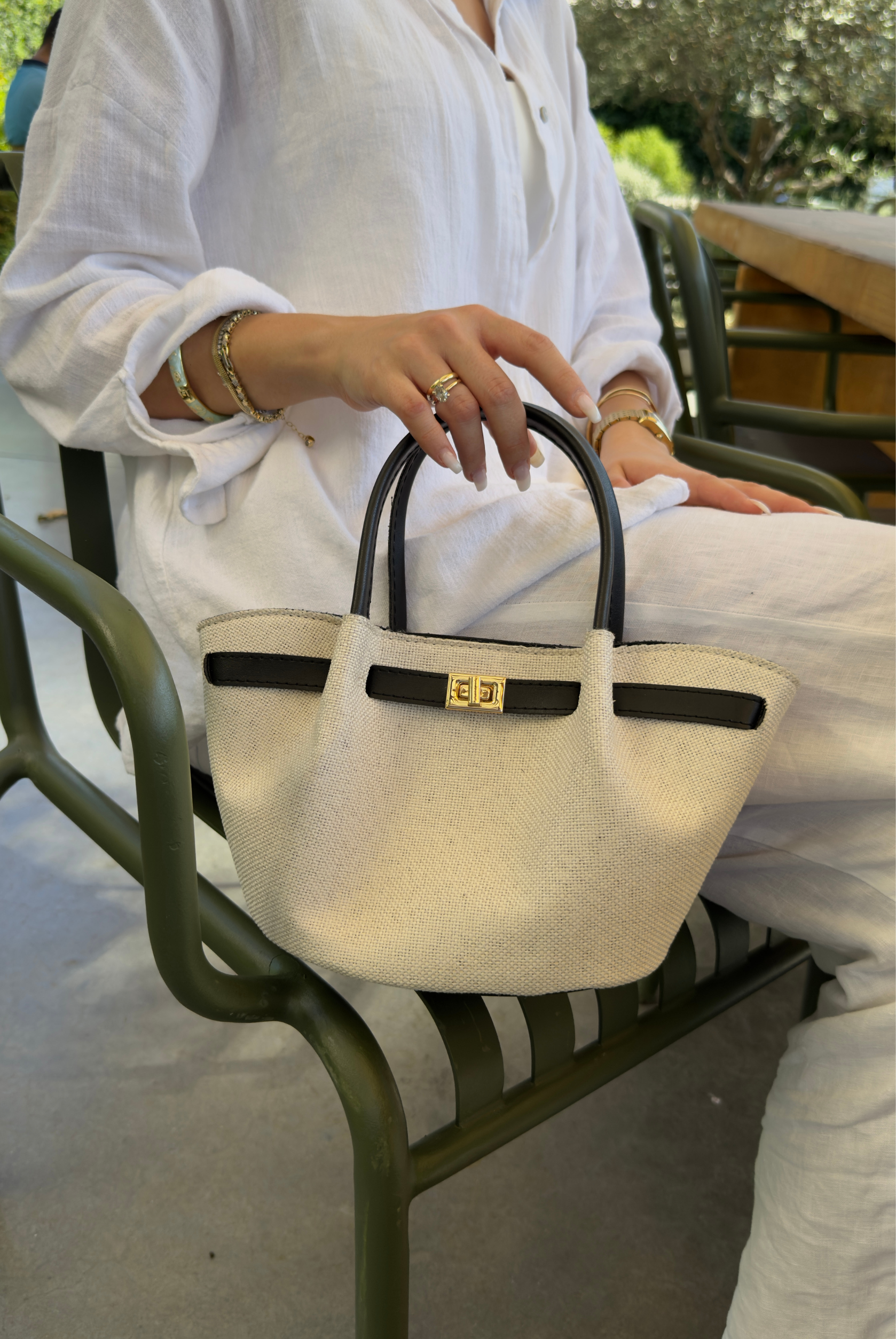 Kadın El ve Omuz Çantası KETEN ACI KAHVE