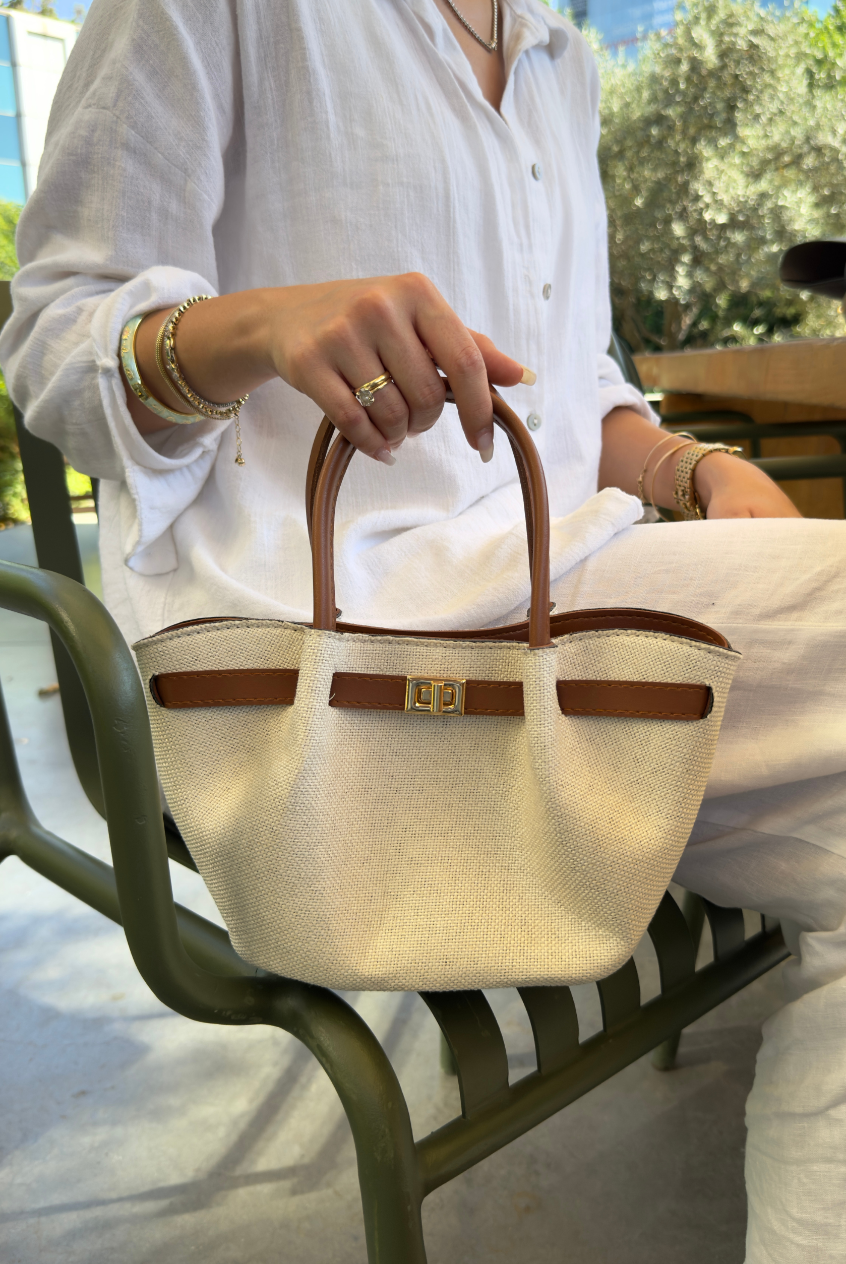 Kadın El ve Omuz Çantası KETEN TABA