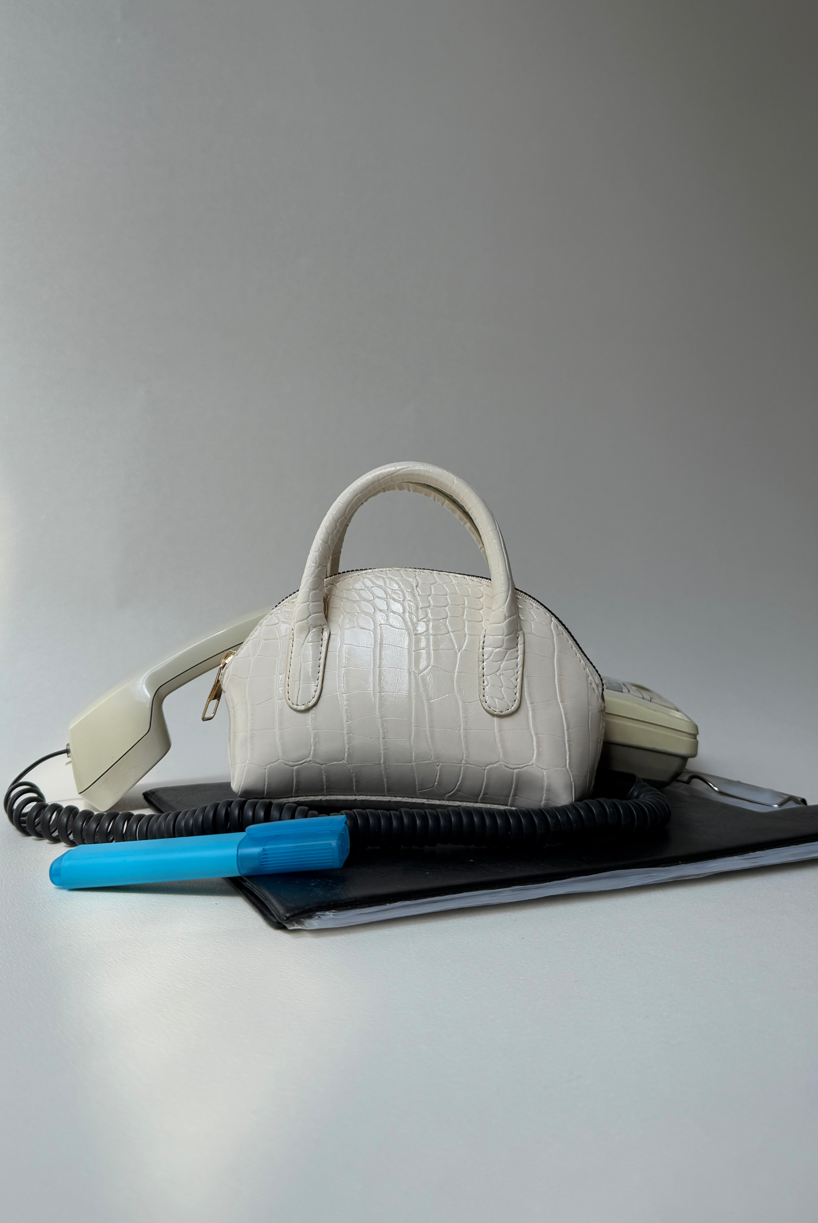 Kadın El ve Omuz Çantası KREM CROCO