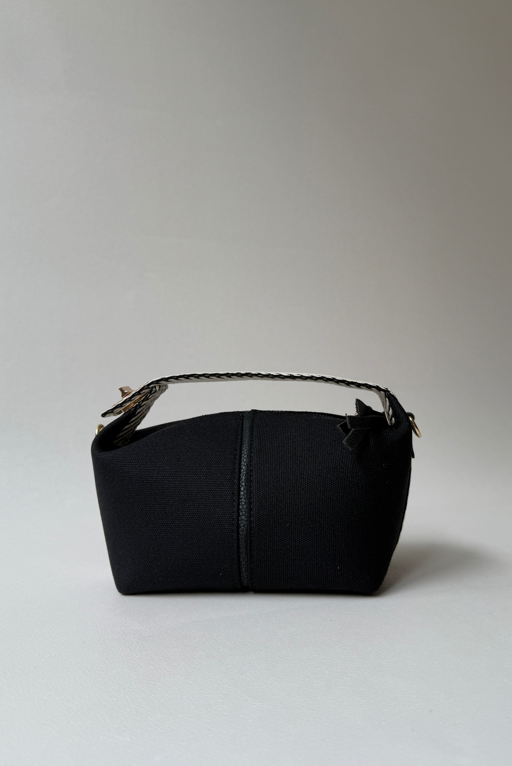 Kadın El ve Omuz Çantası SİYAH BEJ KETEN