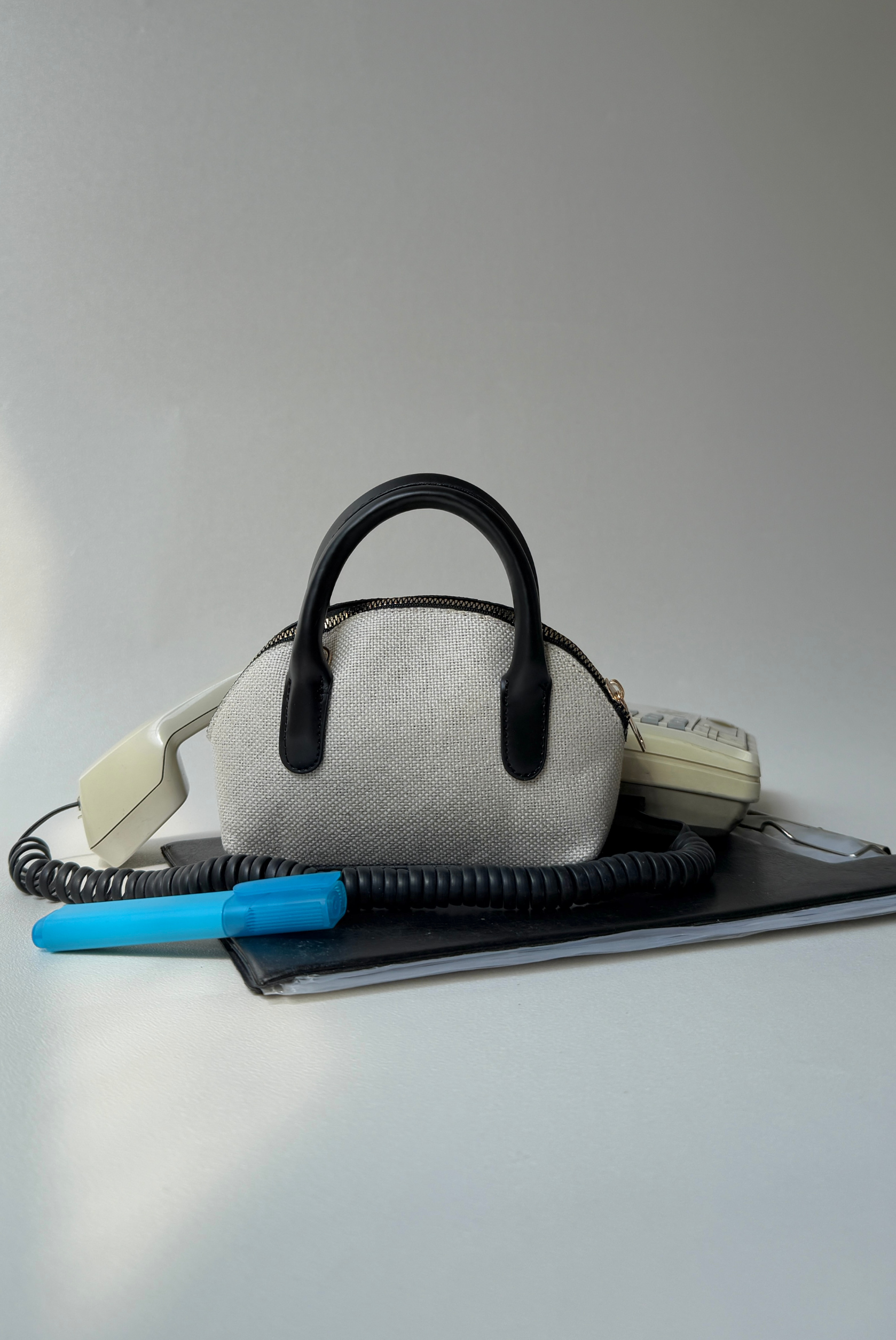 Kadın El ve Omuz Çantası SİYAH KETEN