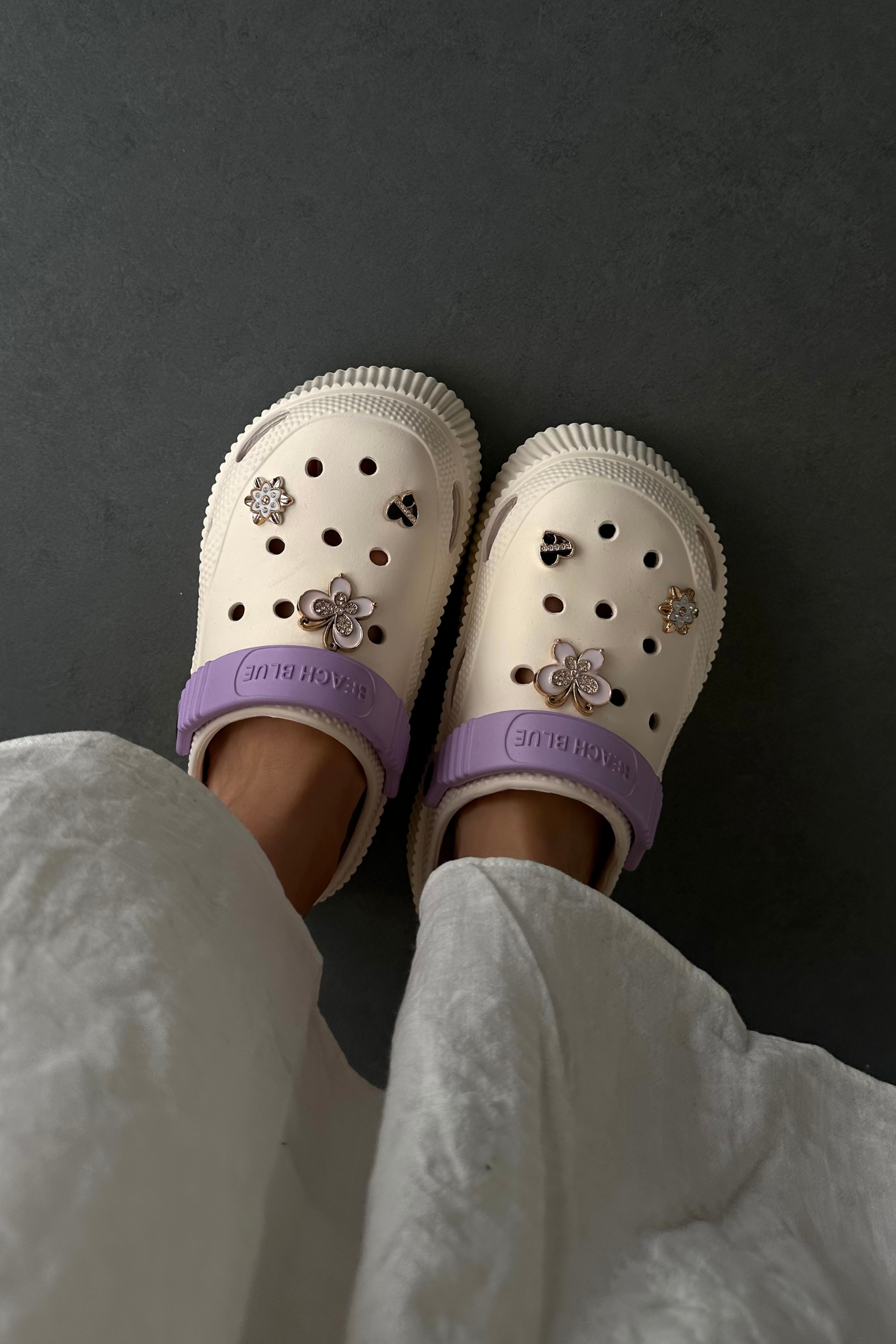 Kadın Eva Terlik Taşlı KREM LİLA