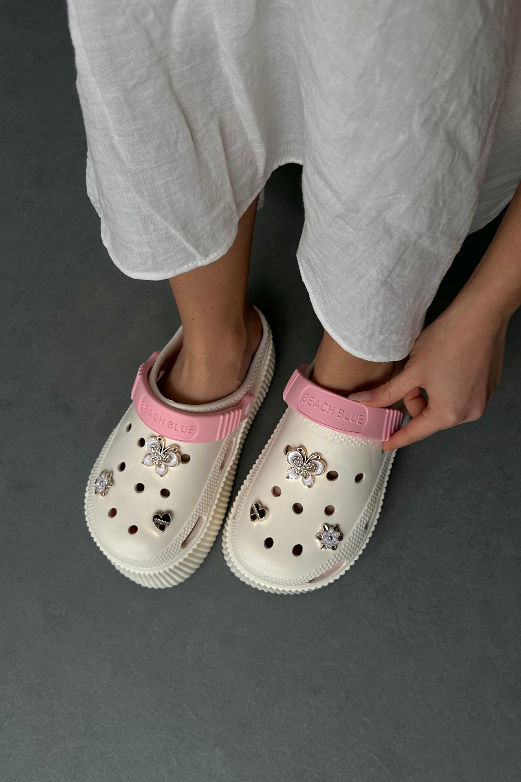 Kadın Eva Terlik Taşlı KREM PEMBE