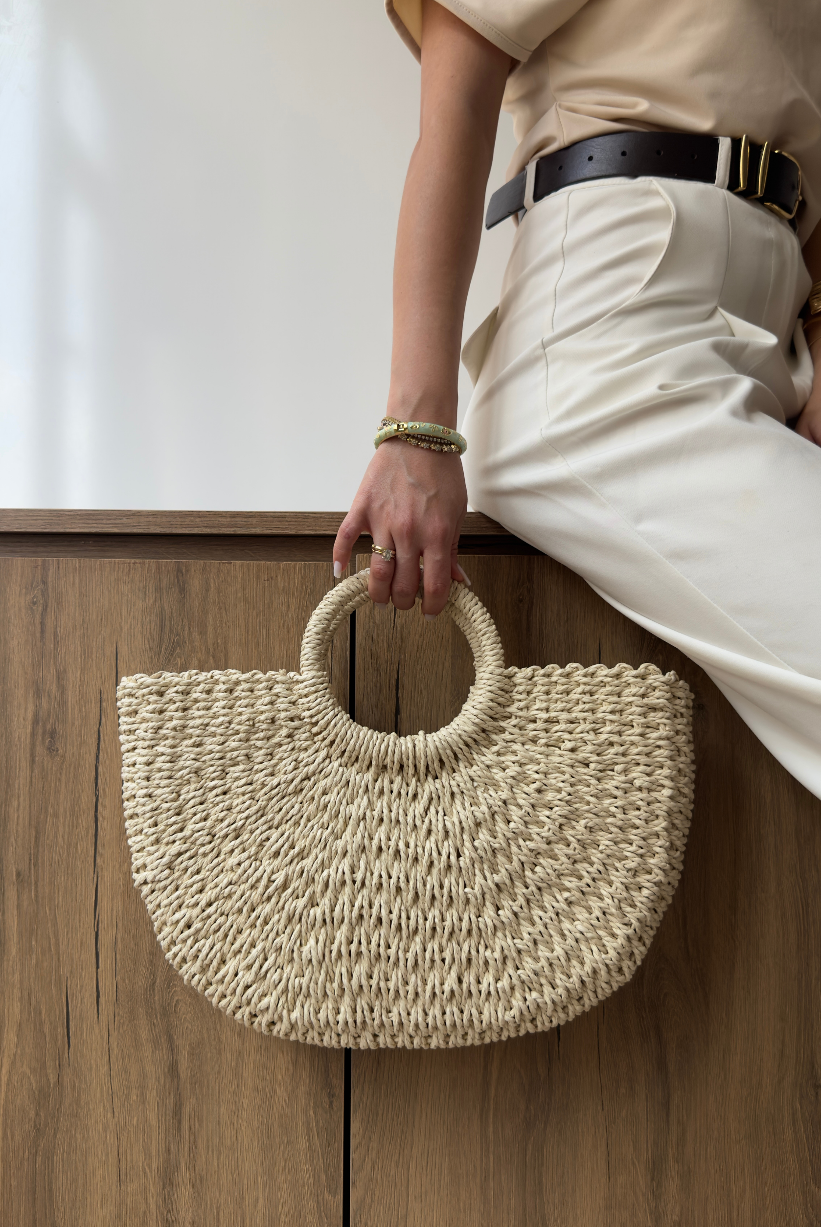 Kadın Hasır El Çantası BEJ HASIR