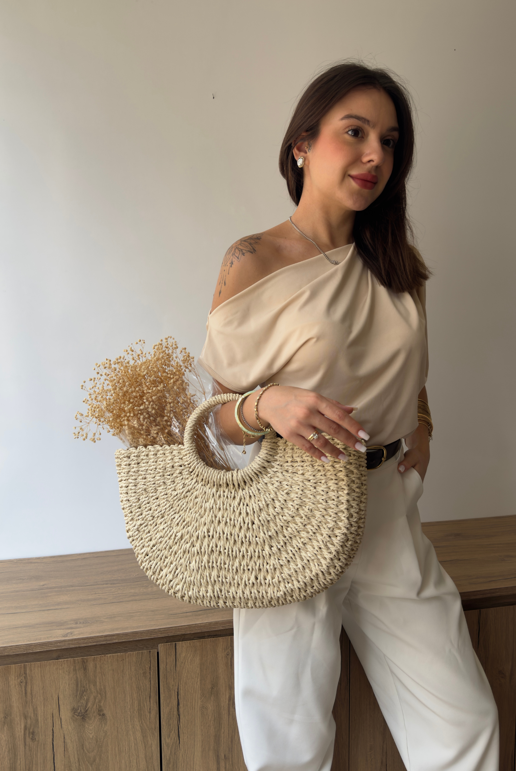 Kadın Hasır El Çantası BEJ HASIR