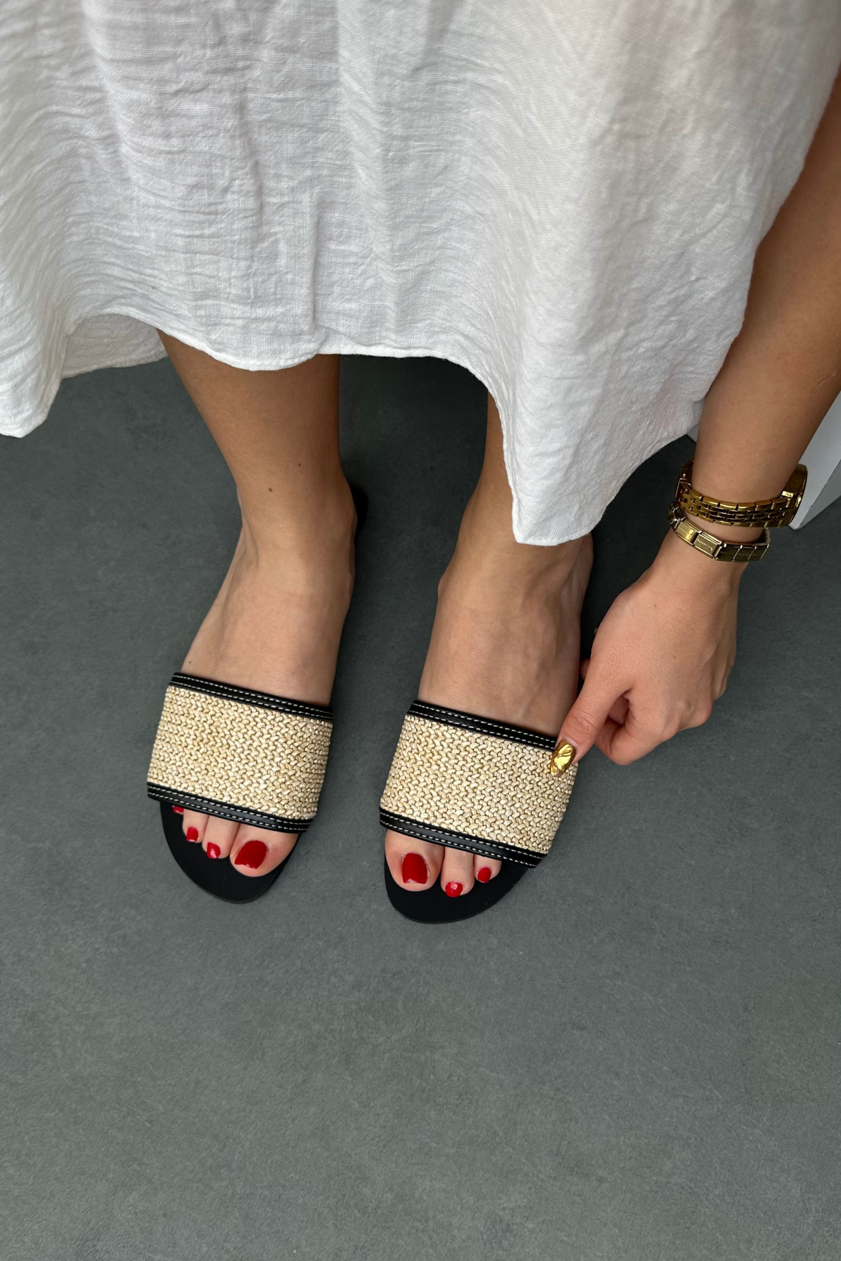 Kadın Hasır Terlik BEJ