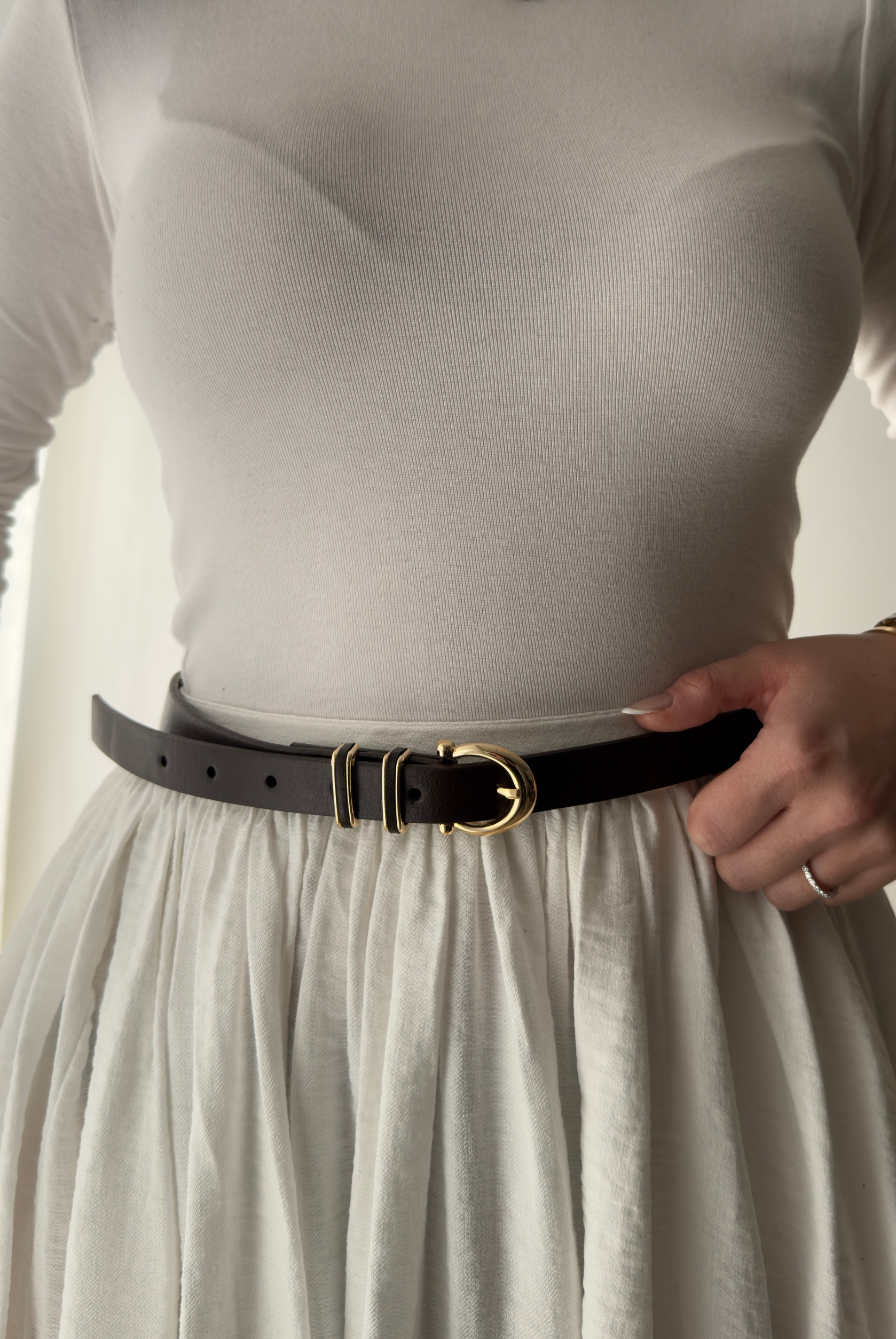 Kadın Kemer Çift Gold Tokalı ACI KAHVE