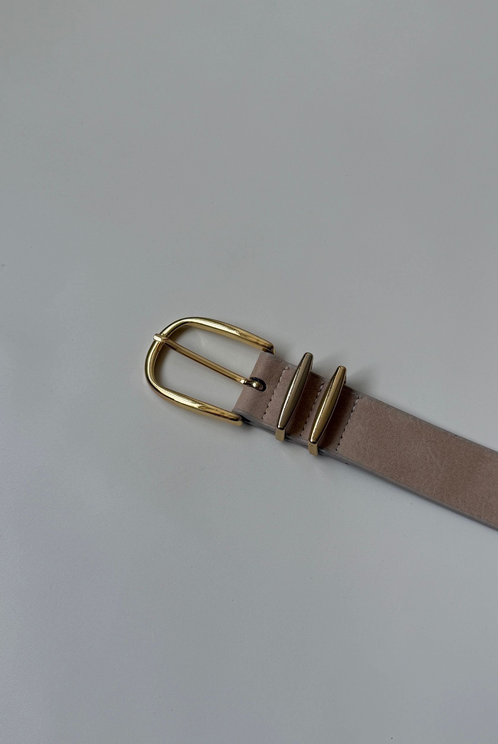 Kadın Kemer Çift Gold Tokalı BEJ