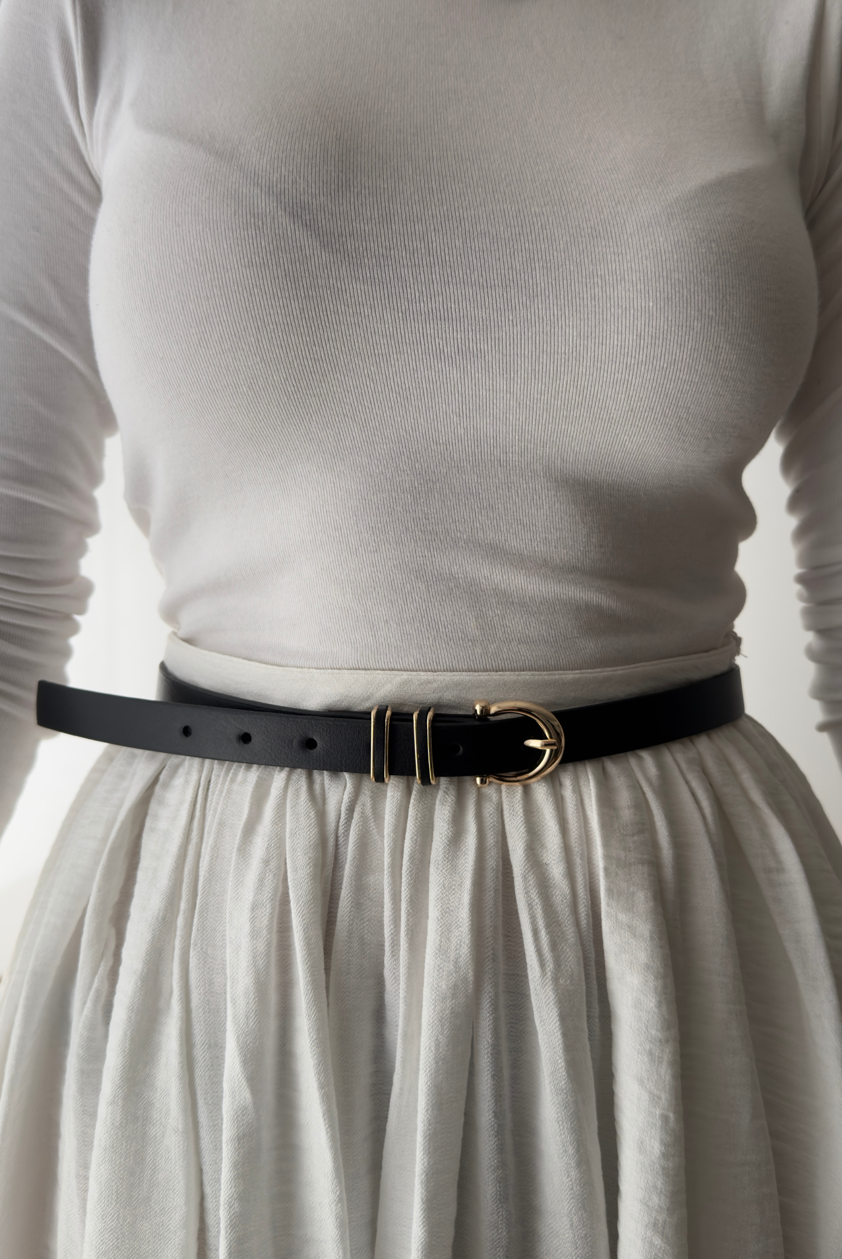 Kadın Kemer Çift Gold Tokalı SİYAH