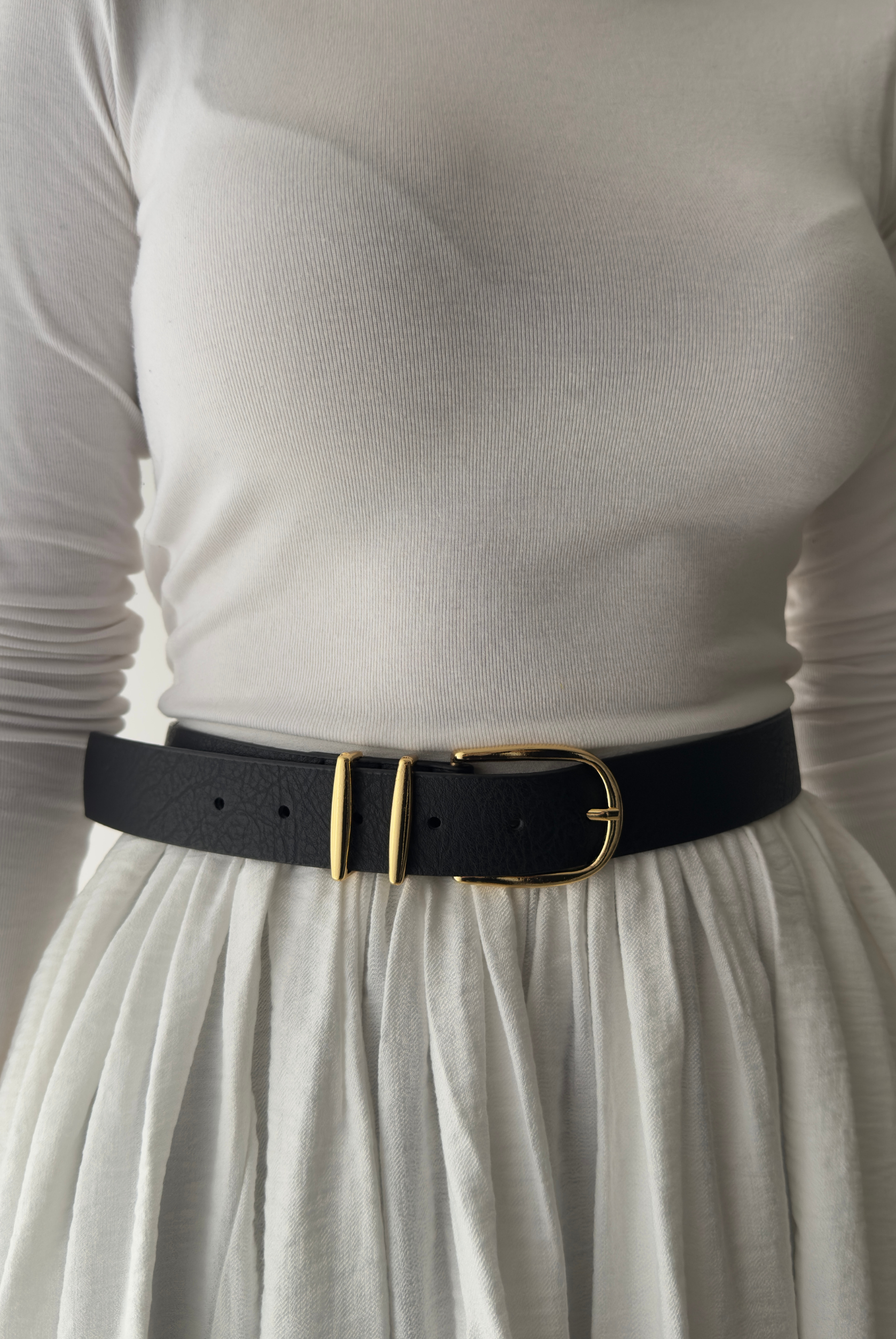 Kadın Kemer Çift Gold Tokalı SİYAH