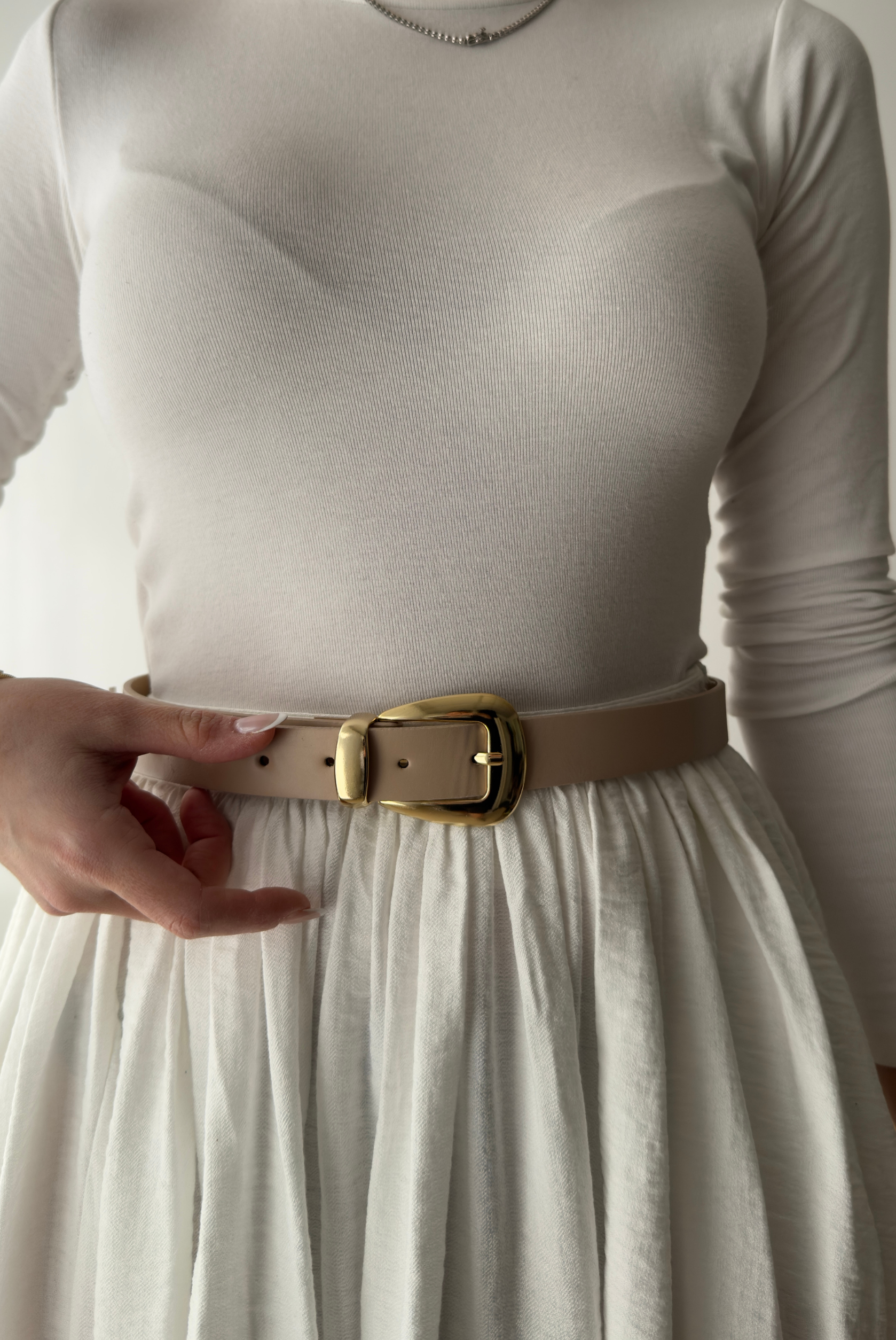 Kadın Kemer Gold Tokalı  BEJ