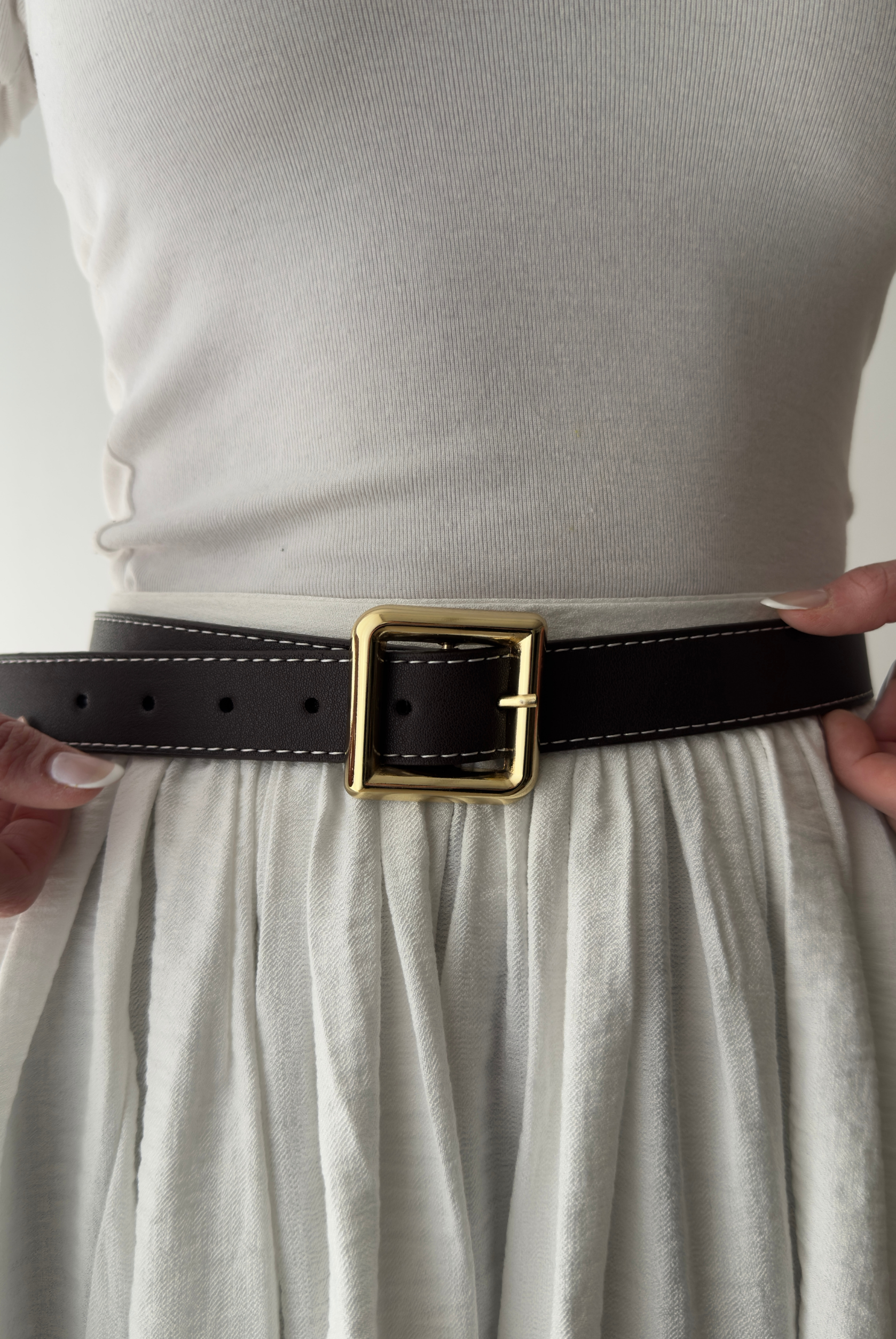 Kadın Kemer Kare Gold Tokalı ACI KAHVE