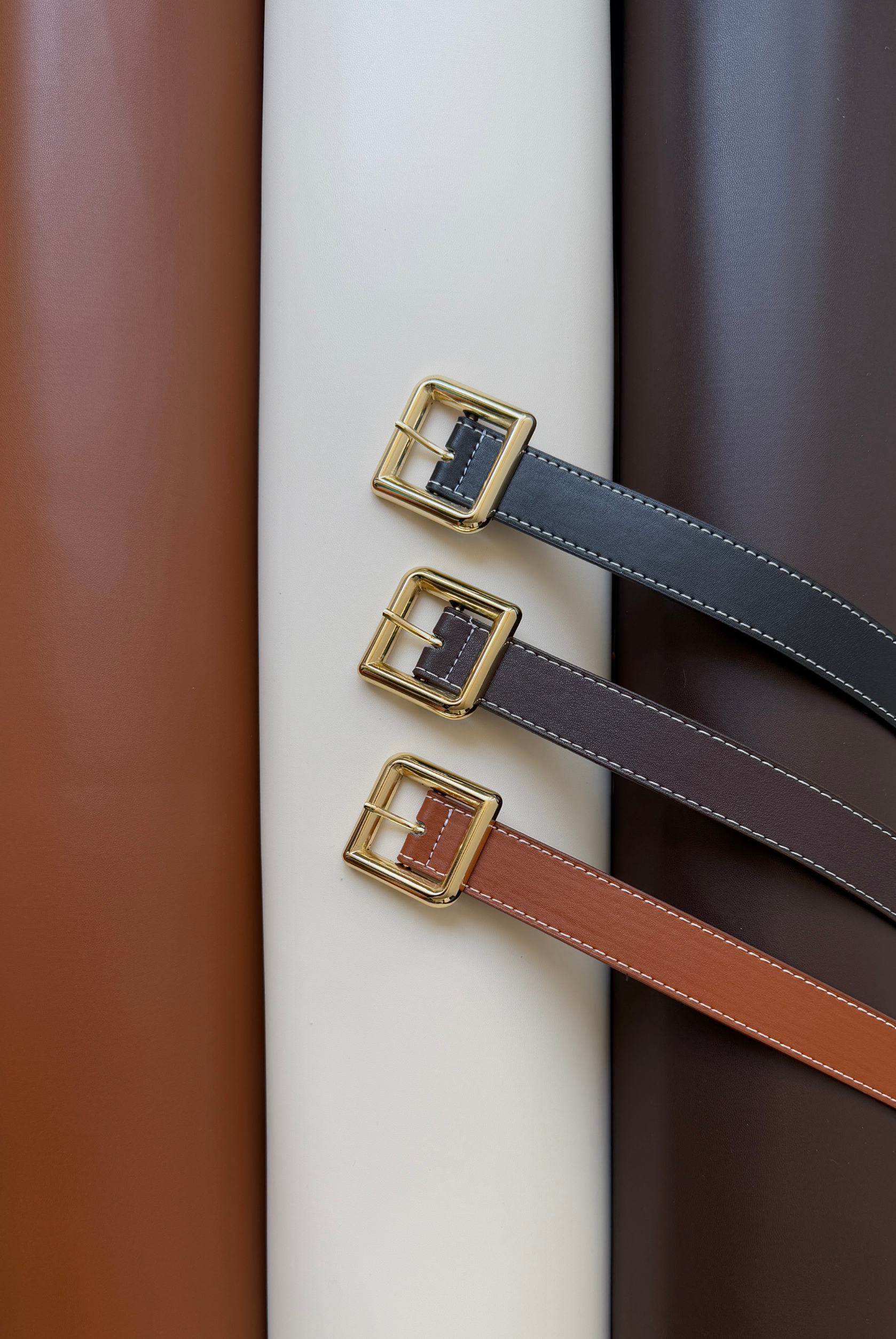 Kadın Kemer Kare Gold Tokalı TABA