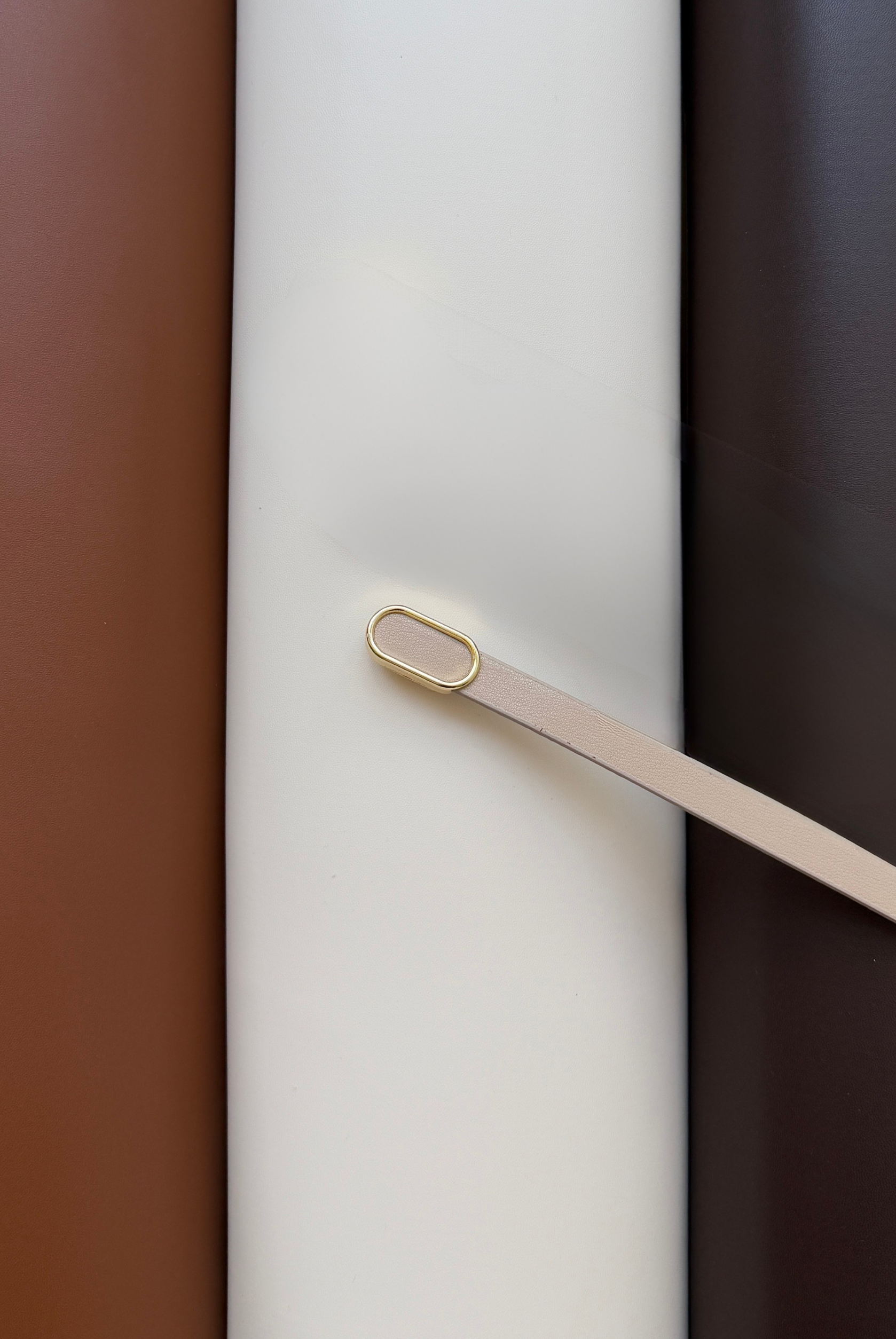 Kadın Kemer Oval Gold Tokalı BEJ