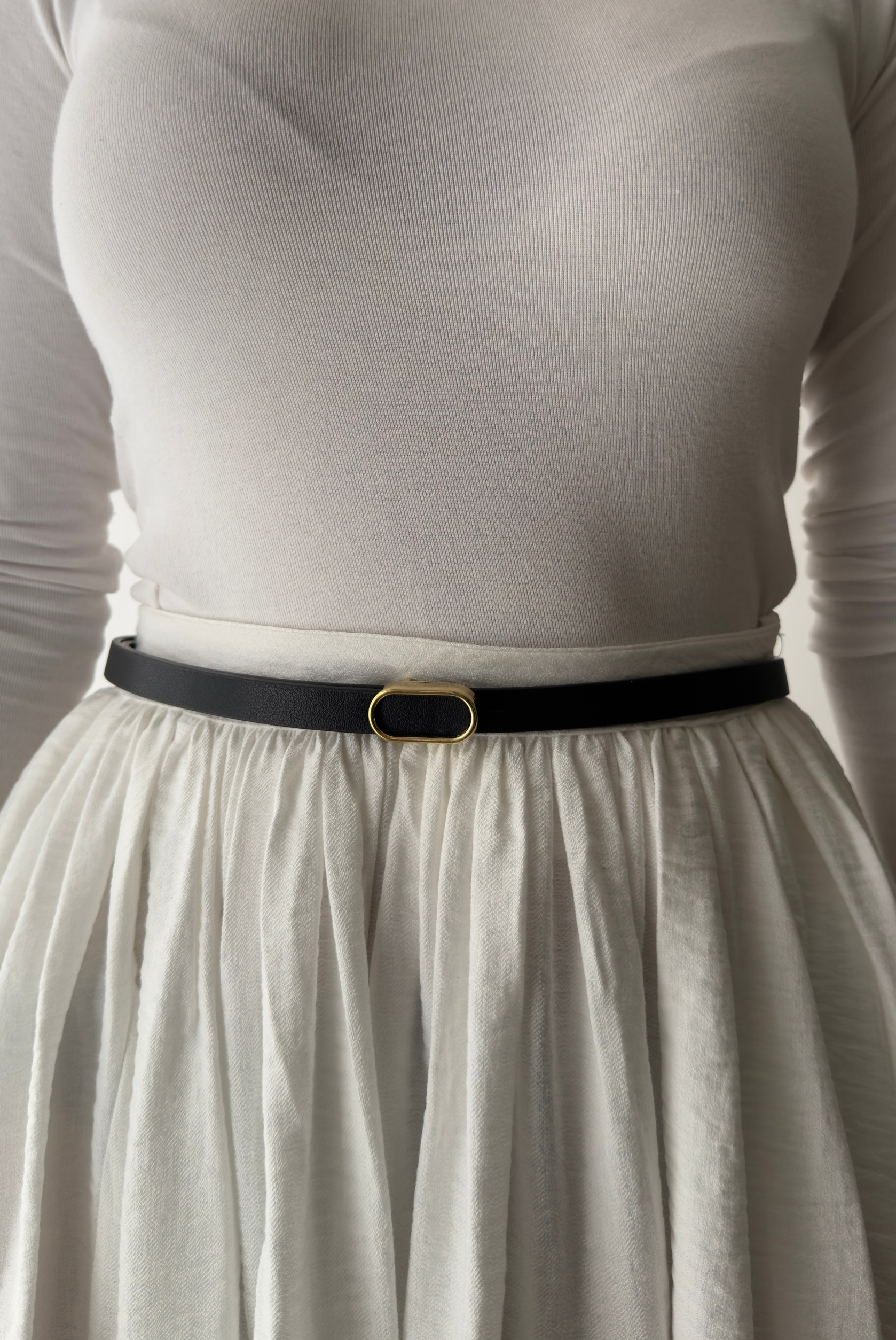 Kadın Kemer Oval Gold Tokalı SİYAH