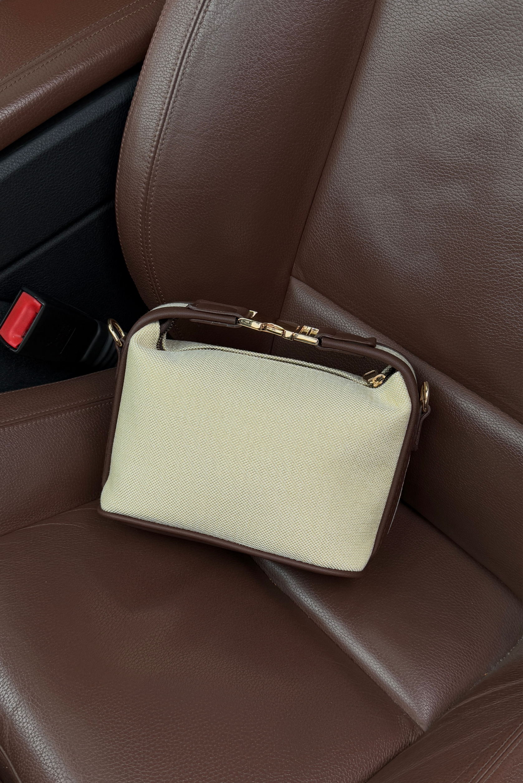 Kadın Keten El ve Omuz Çantası ACI KAHVE