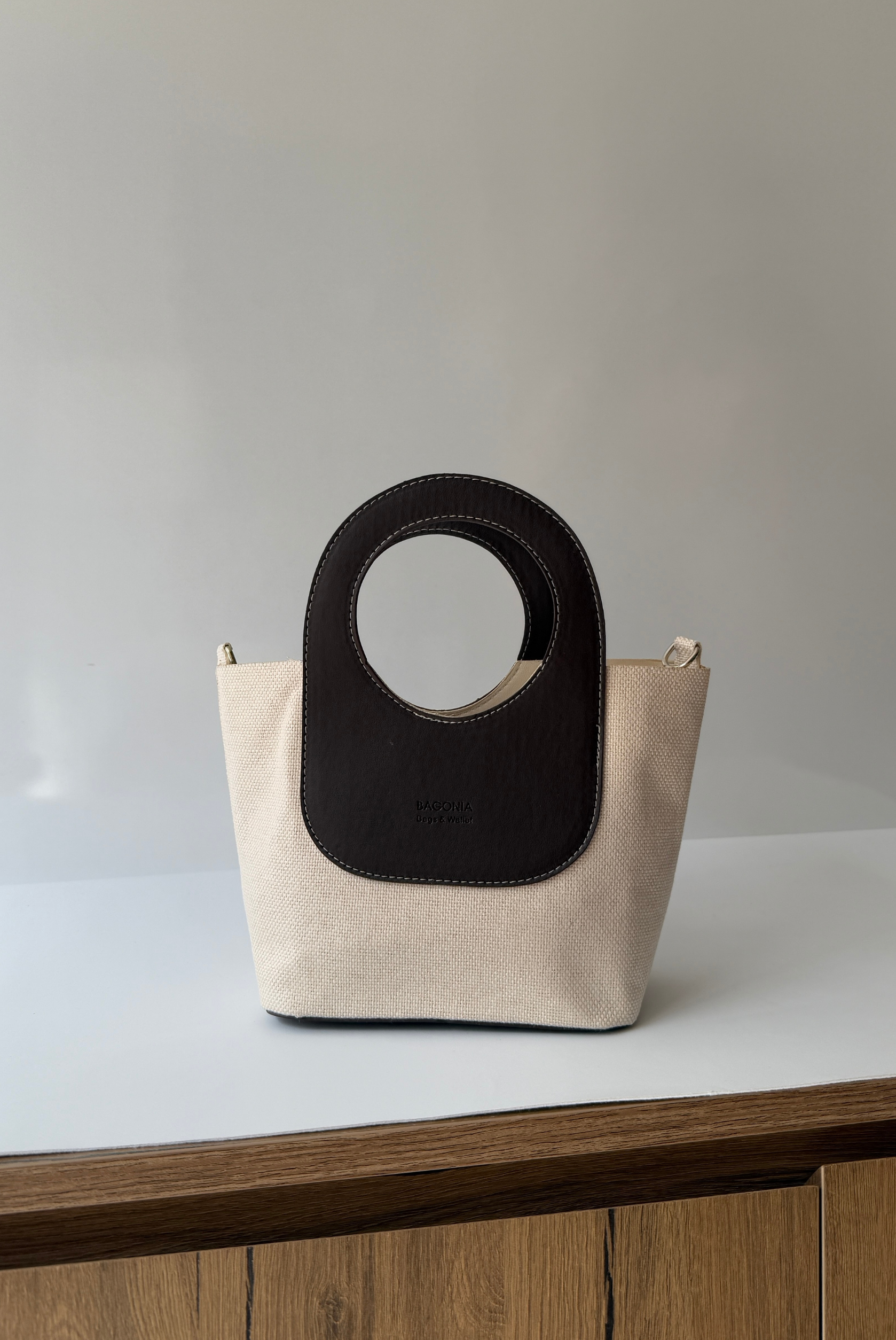 Kadın Keten El ve Omuz Çantası KETEN ACI KAHVE