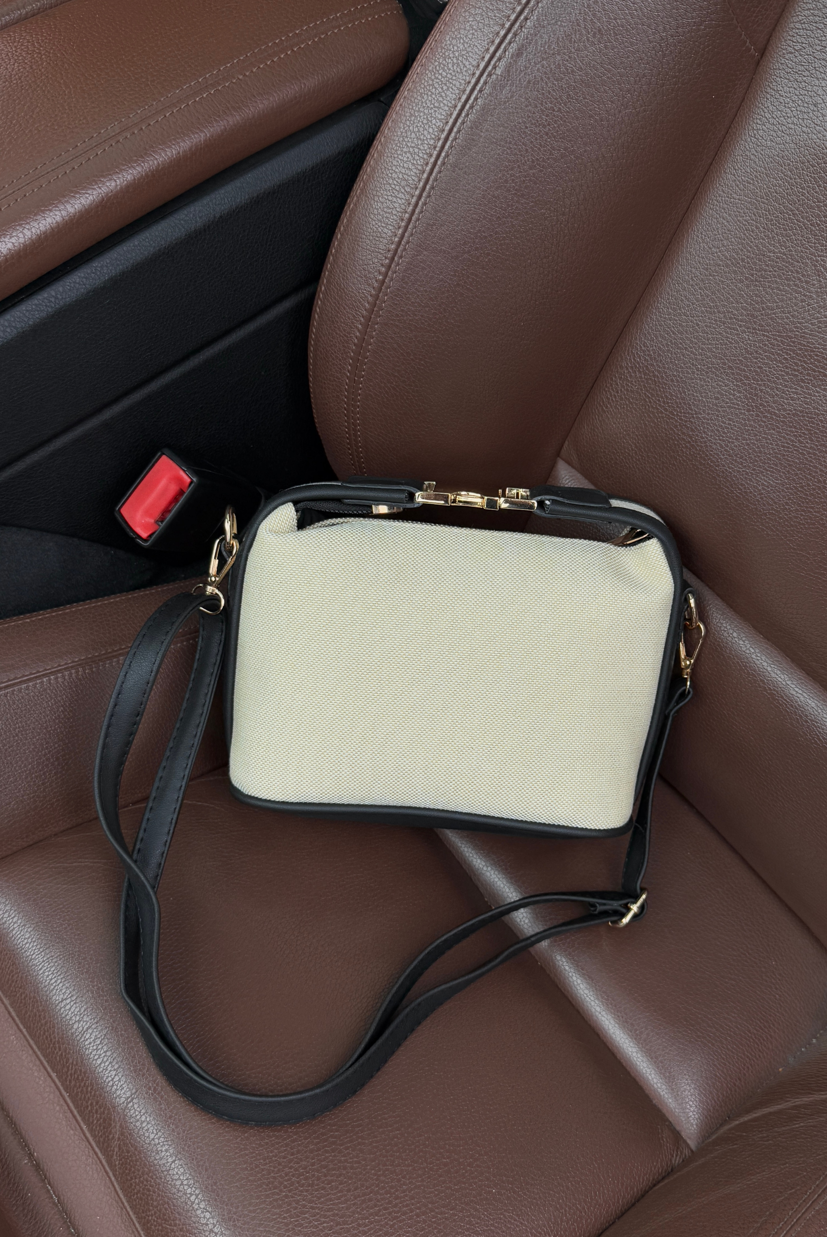 Kadın Keten El ve Omuz Çantası SİYAH