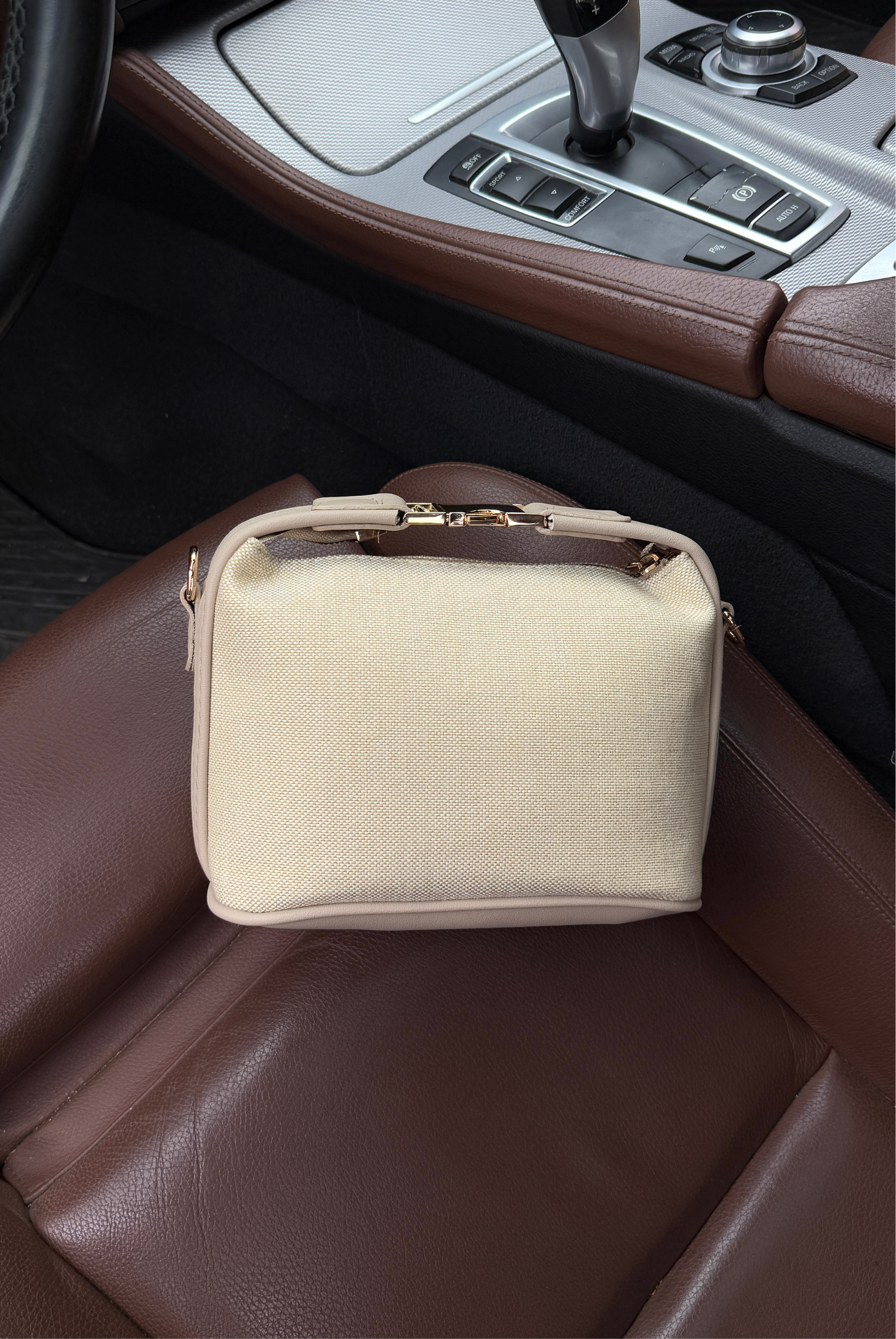 Kadın Keten El ve Omuz Çantası VİZON