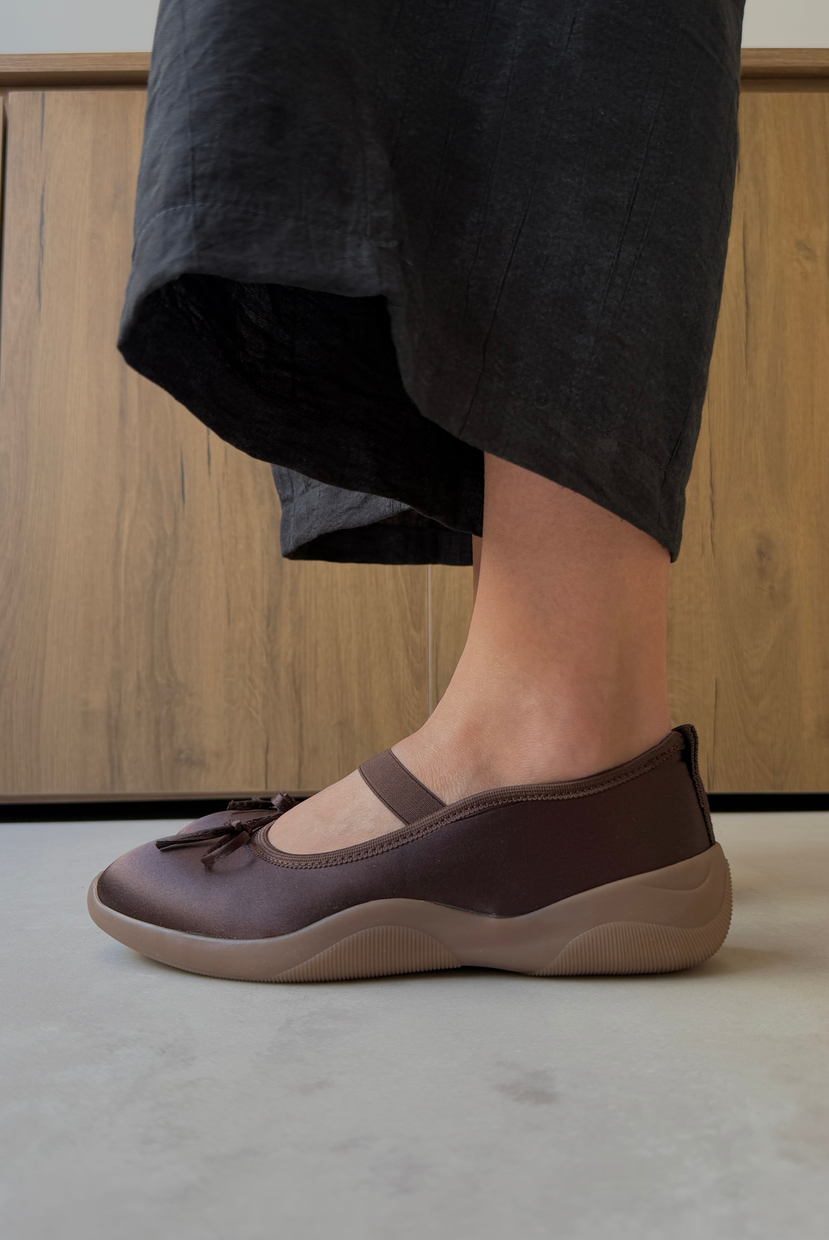 Kadın Lastikli Babet ACI KAHVE SATEN