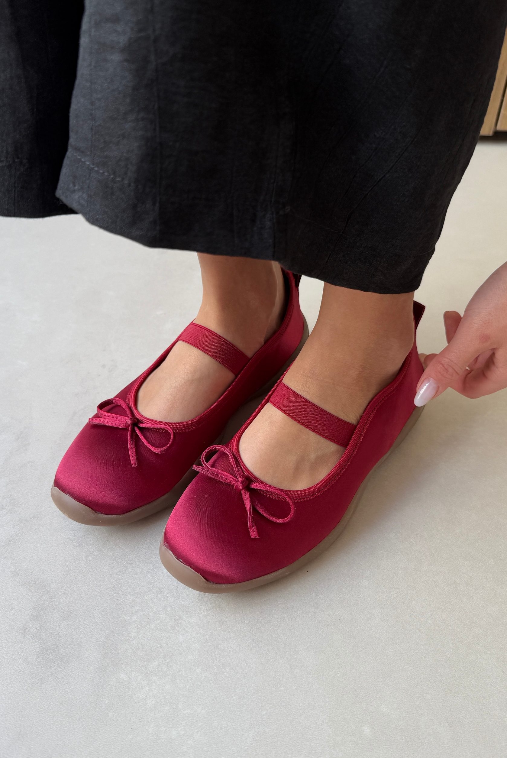 Kadın Lastikli Babet BORDO SATEN