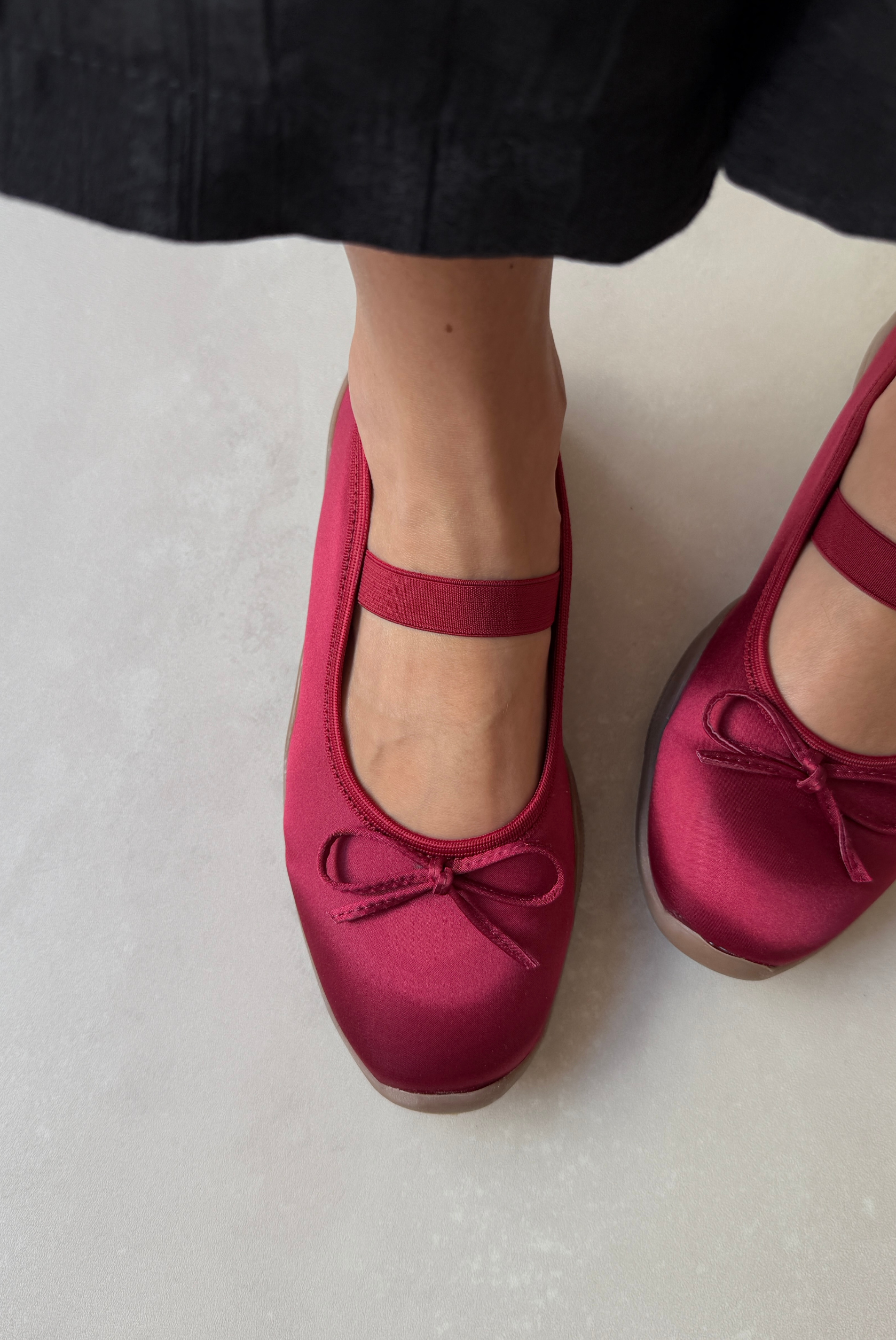 Kadın Lastikli Babet BORDO SATEN