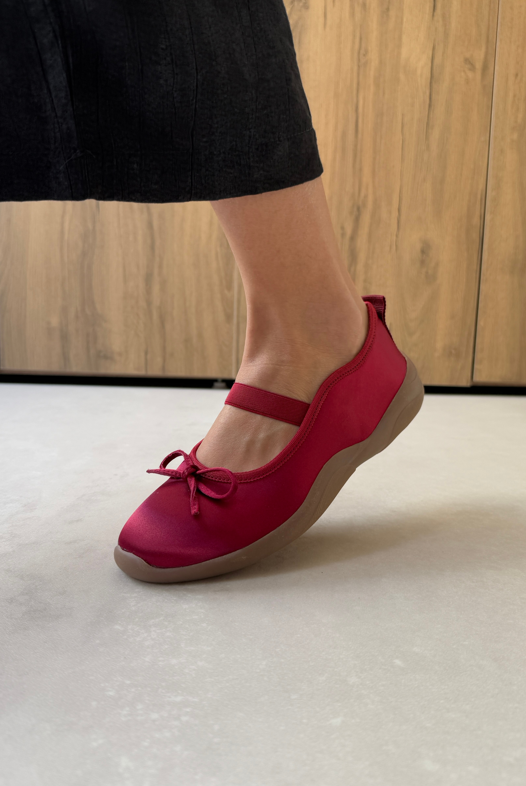 Kadın Lastikli Babet BORDO SATEN