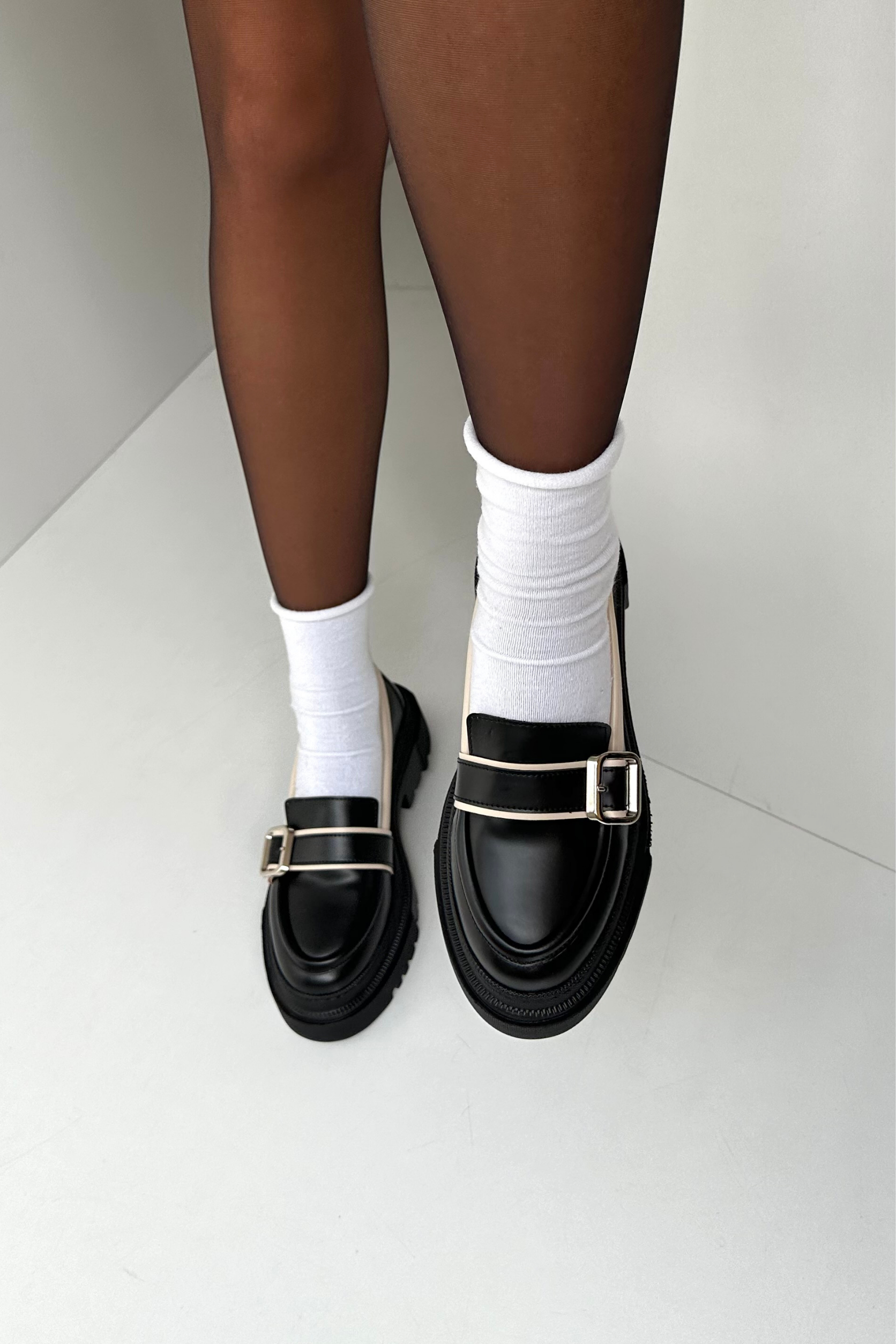 Kadın Loafer Ayakkabı SİYAH BEJ