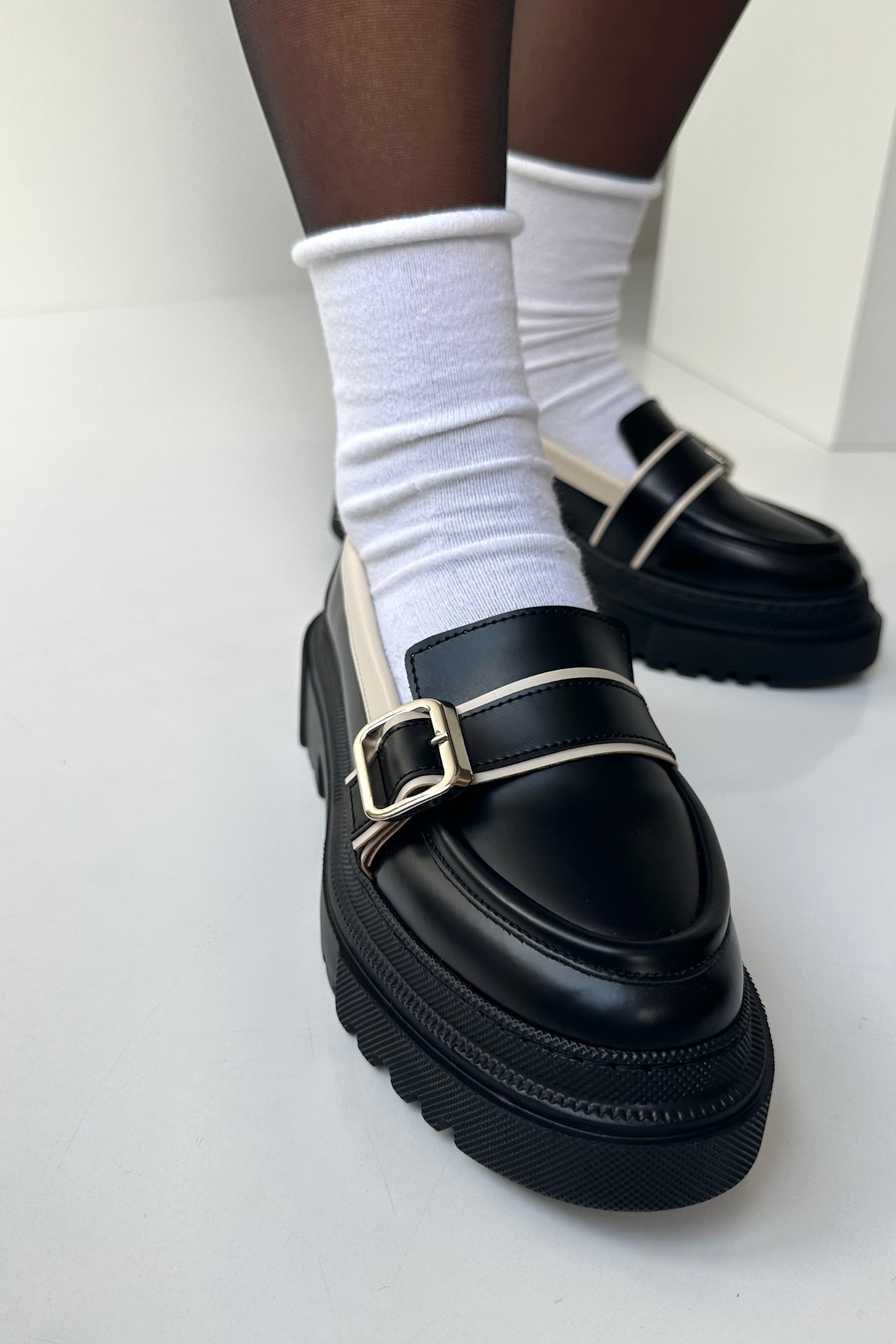 Kadın Loafer Ayakkabı SİYAH BEJ