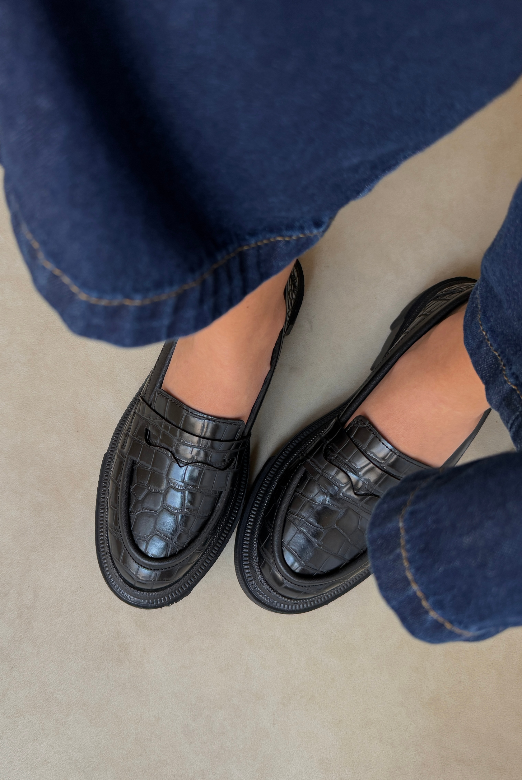 Kadın Loafer  SİYAH CROCO