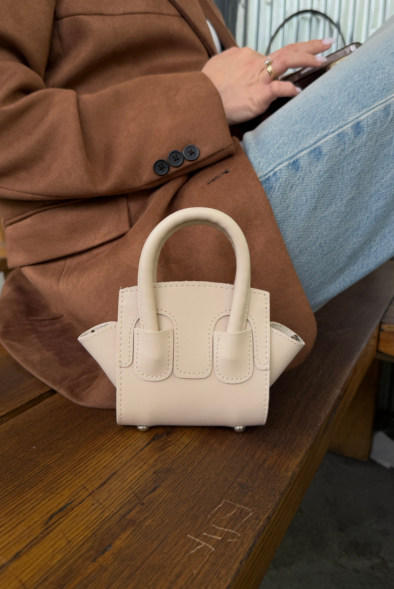 Kadın Mini El ve Omuz Çantası KREM