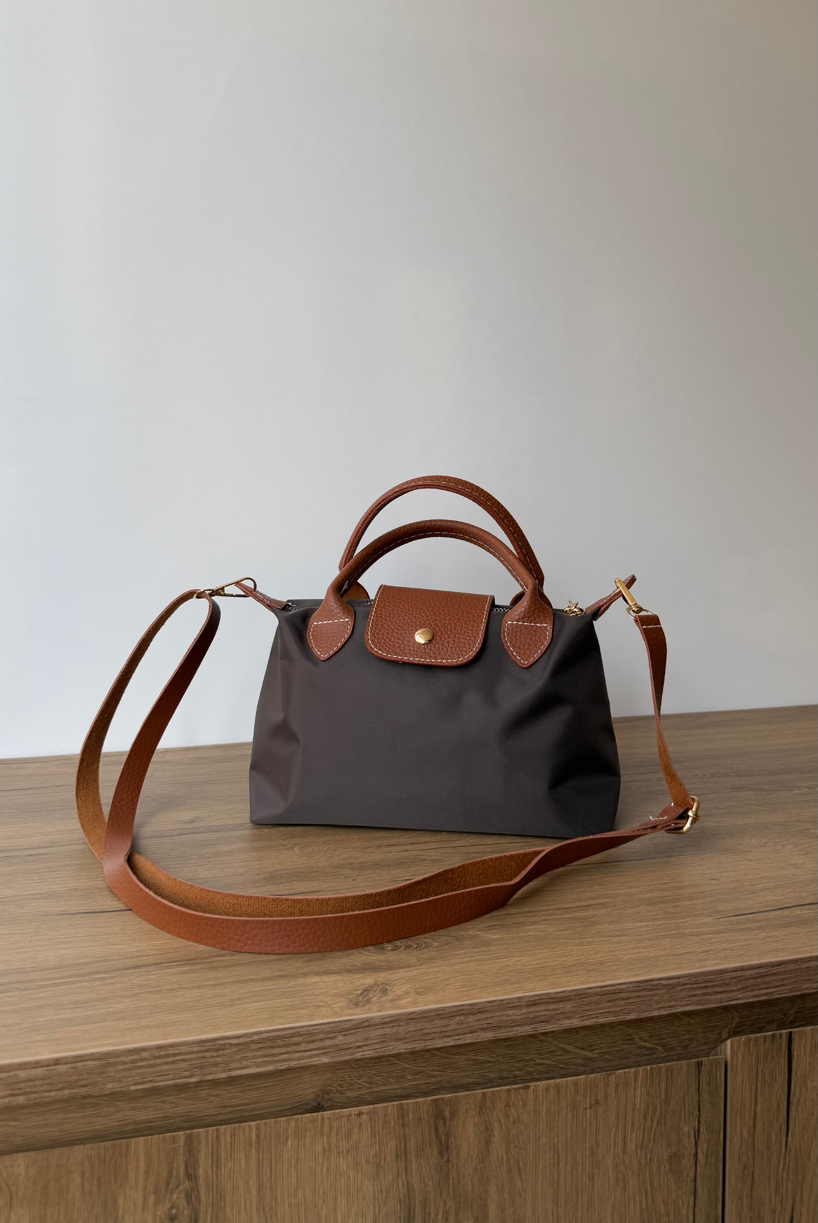 Kadın Mini Keten Çanta ACI KAHVE