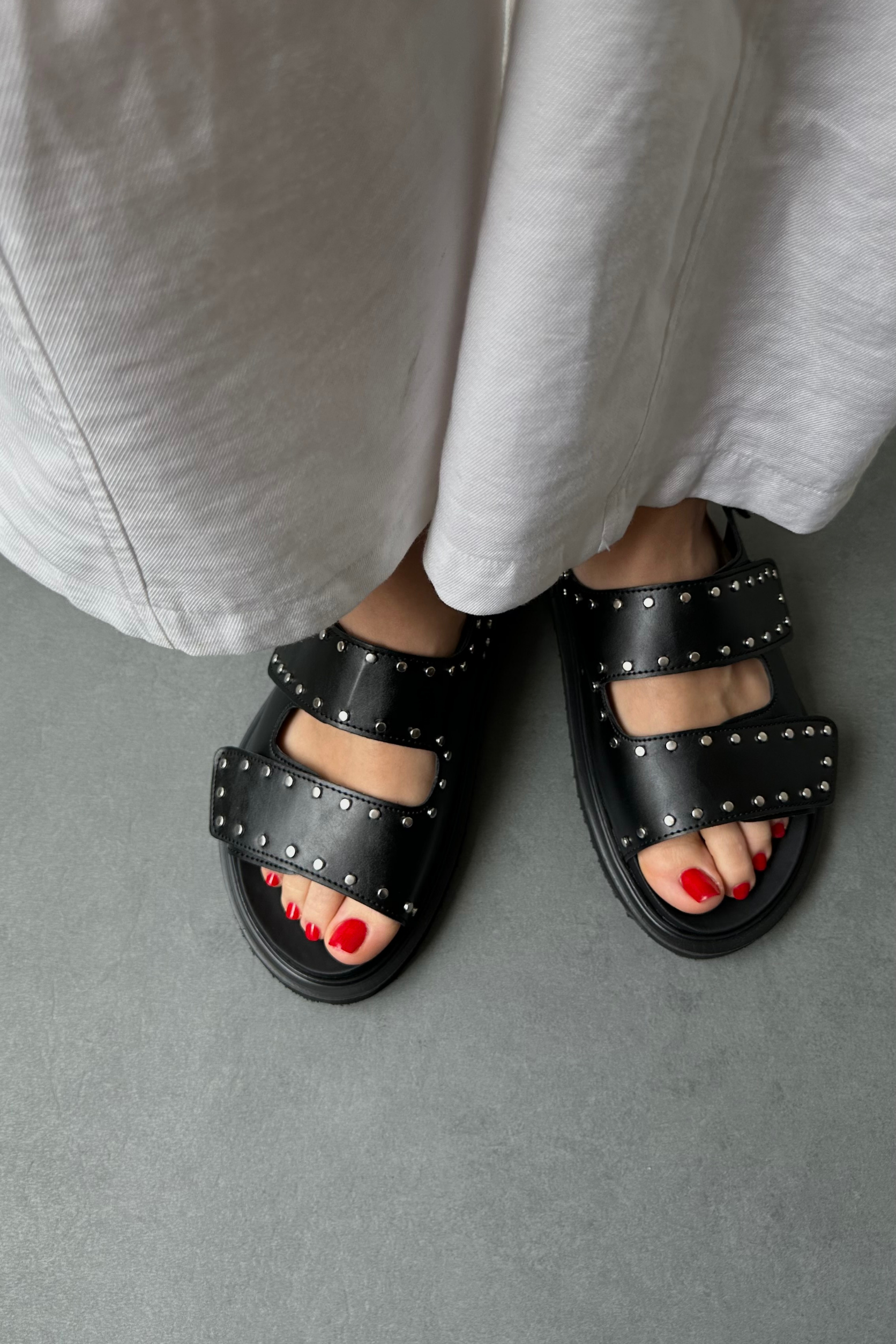 Kadın Sandalet MAT TAŞLI SİYAH