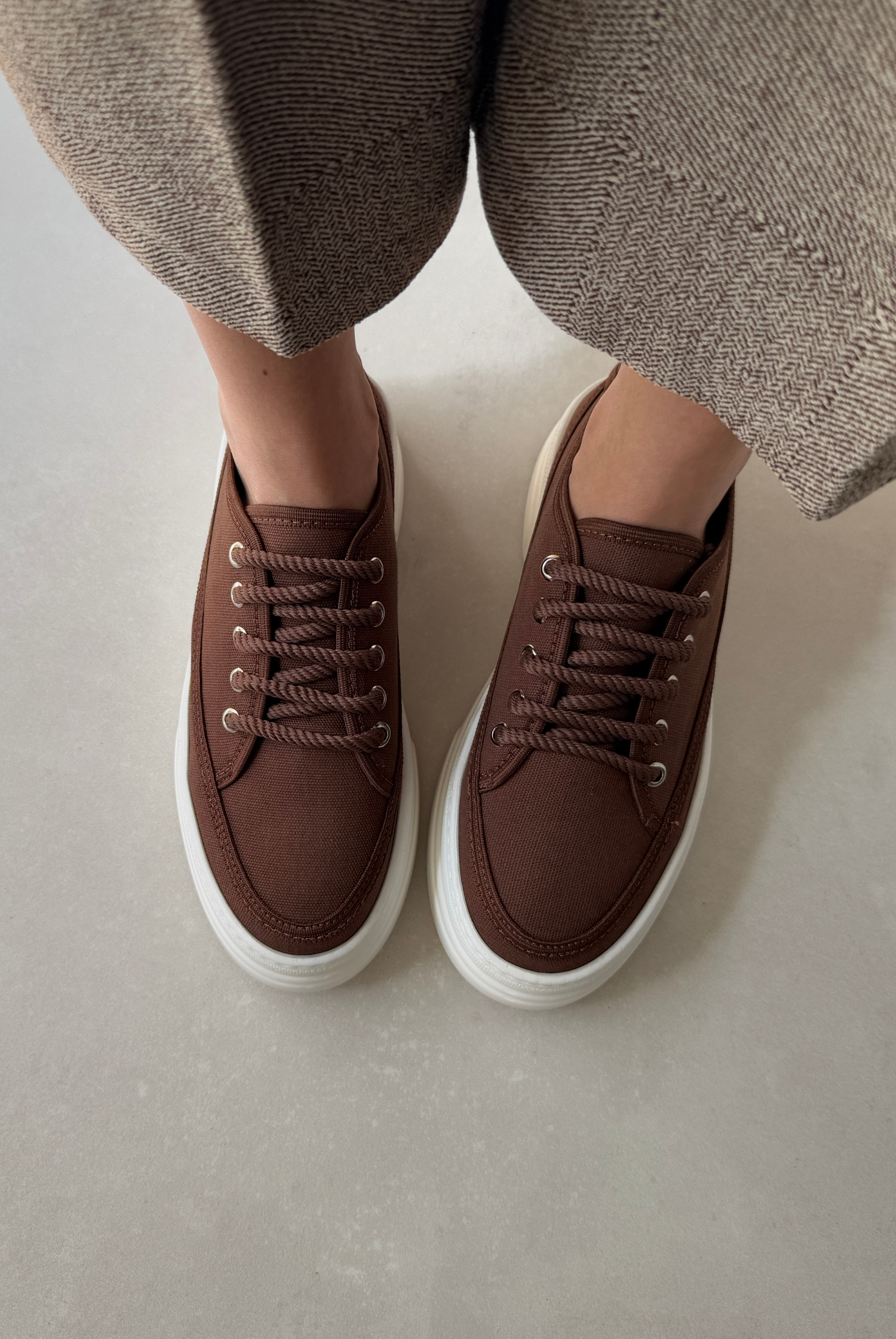 Kadın Spor Ayakkabı ACI KAHVE KETEN