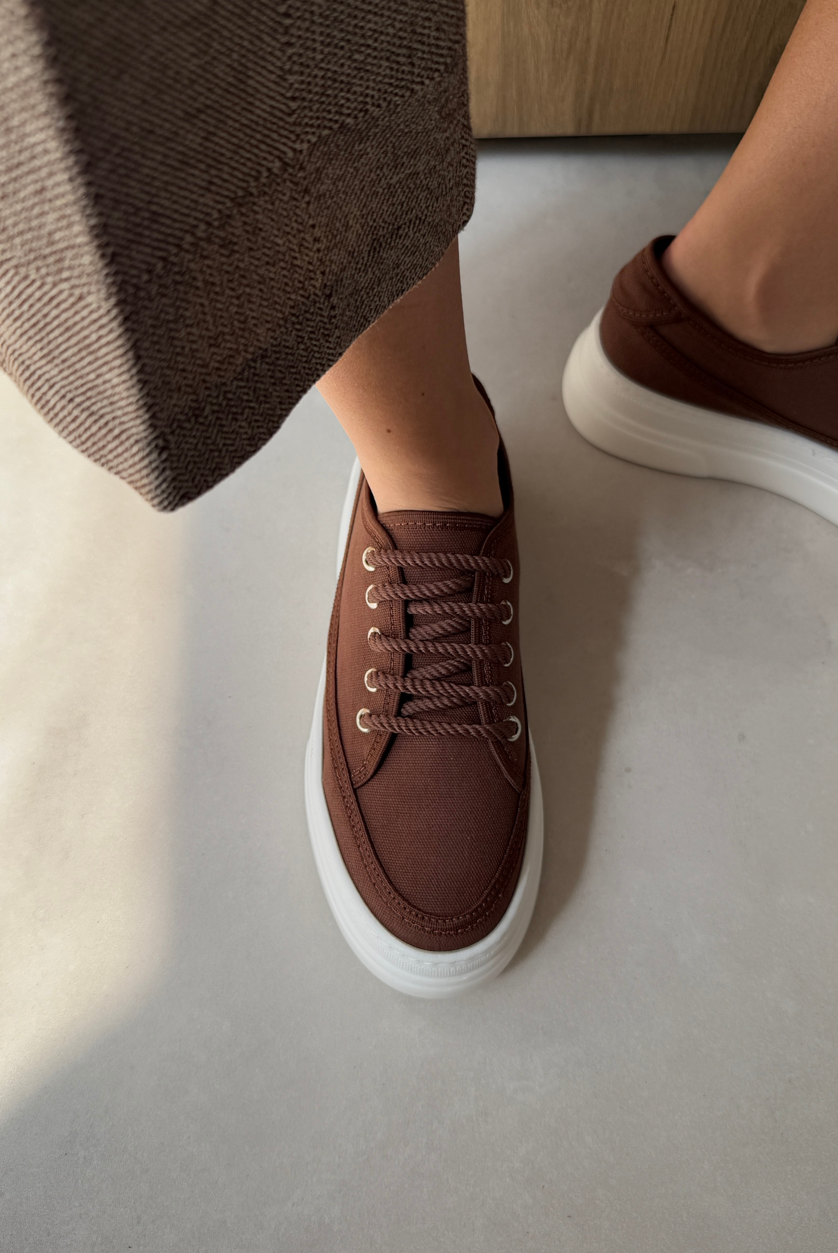 Kadın Spor Ayakkabı ACI KAHVE KETEN