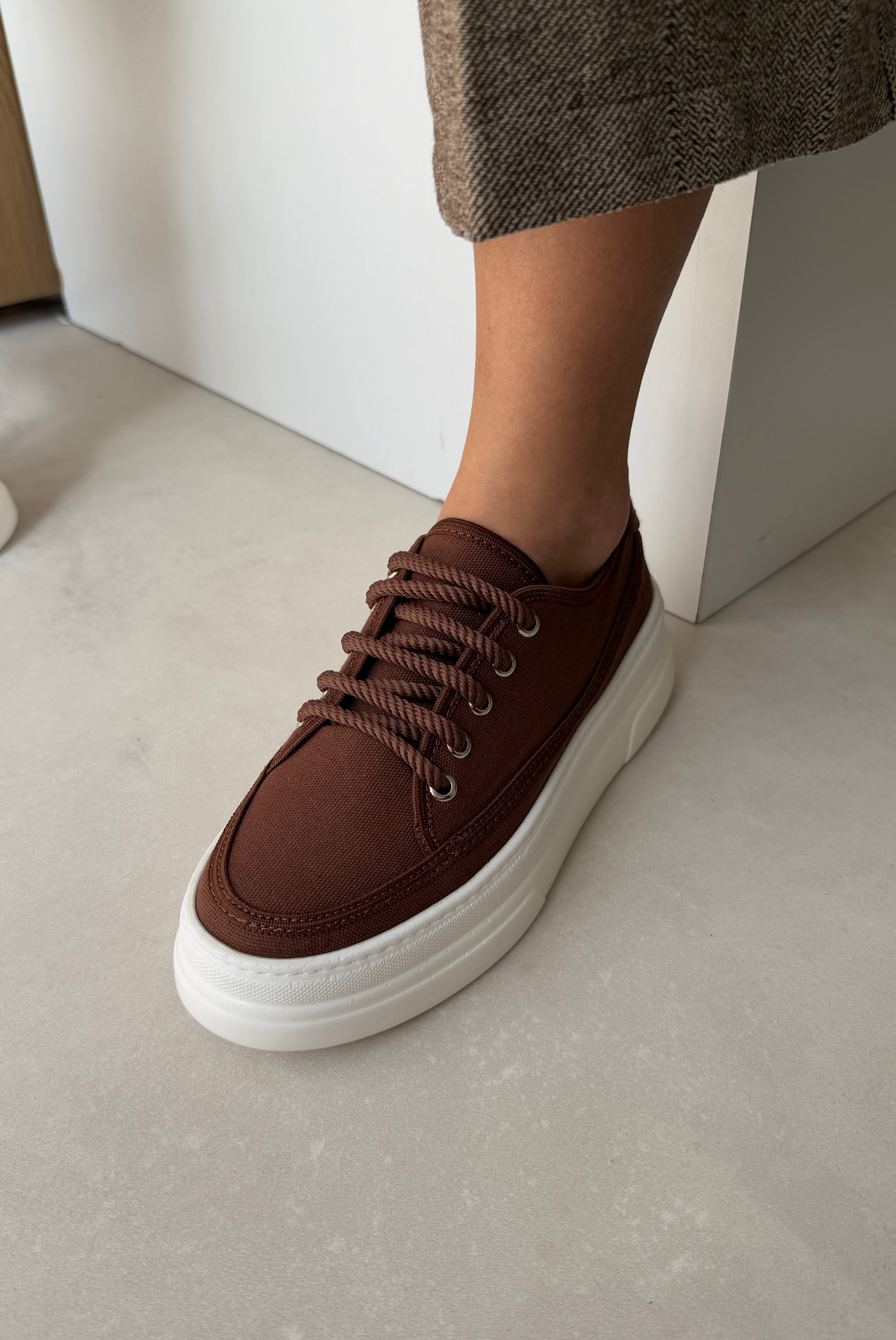 Kadın Spor Ayakkabı ACI KAHVE KETEN